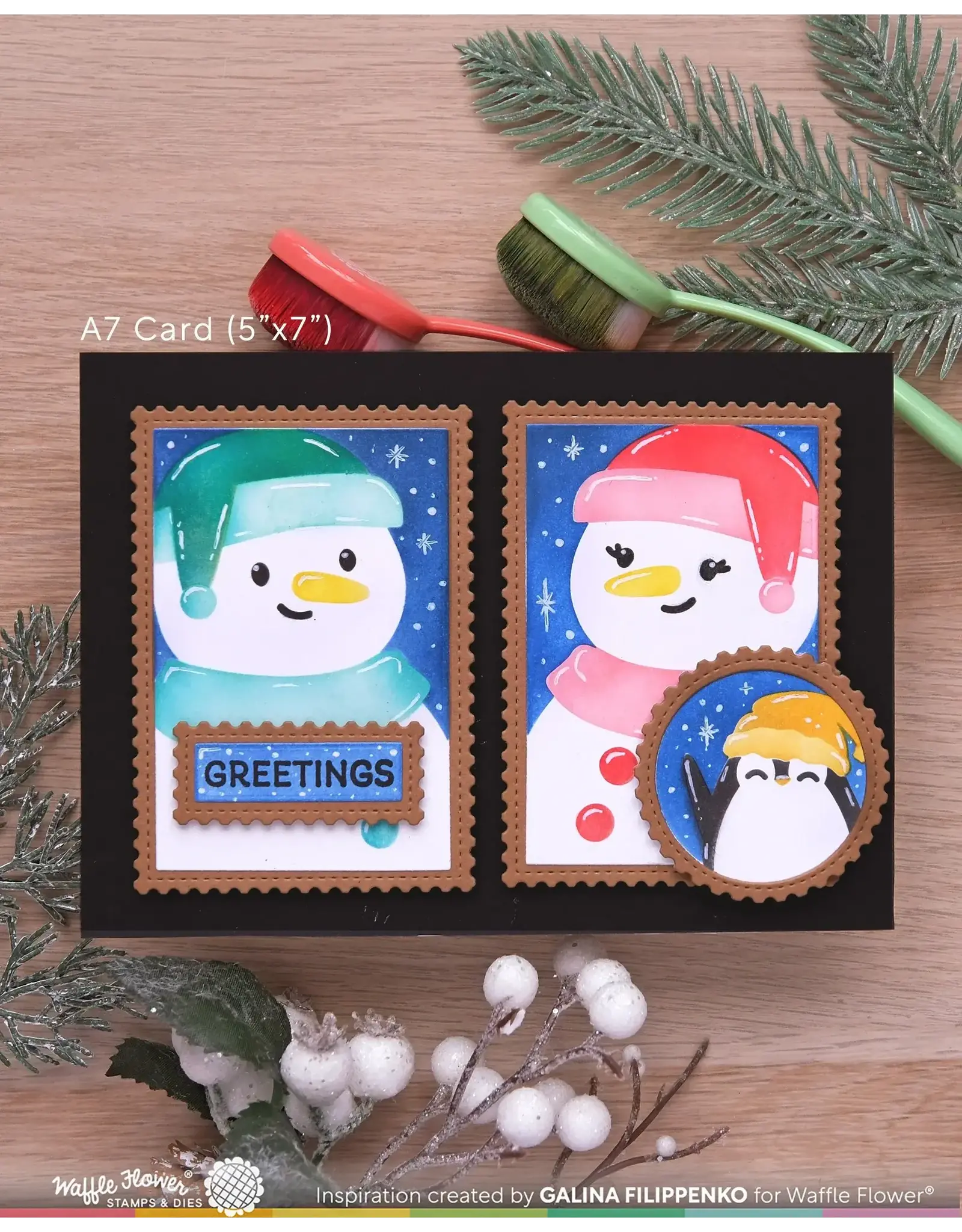 WAFFLE FLOWER WAFFLE FLOWER NESTING POSTAGE COLLAGE LET IT SNOW STENCIL SET