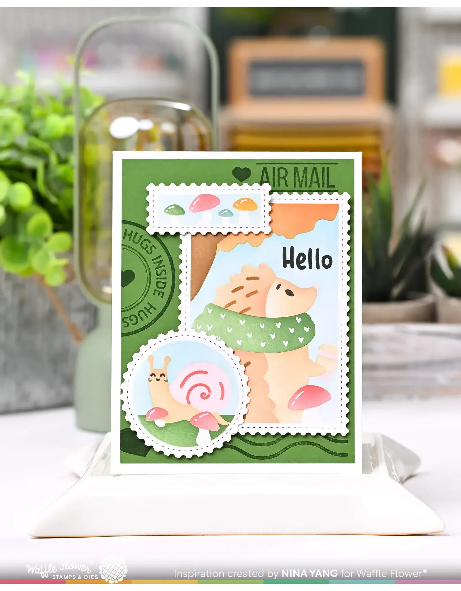 WAFFLE FLOWER WAFFLE FLOWER NESTING POSTAGE COLLAGE MUSH LOVE STENCIL SET