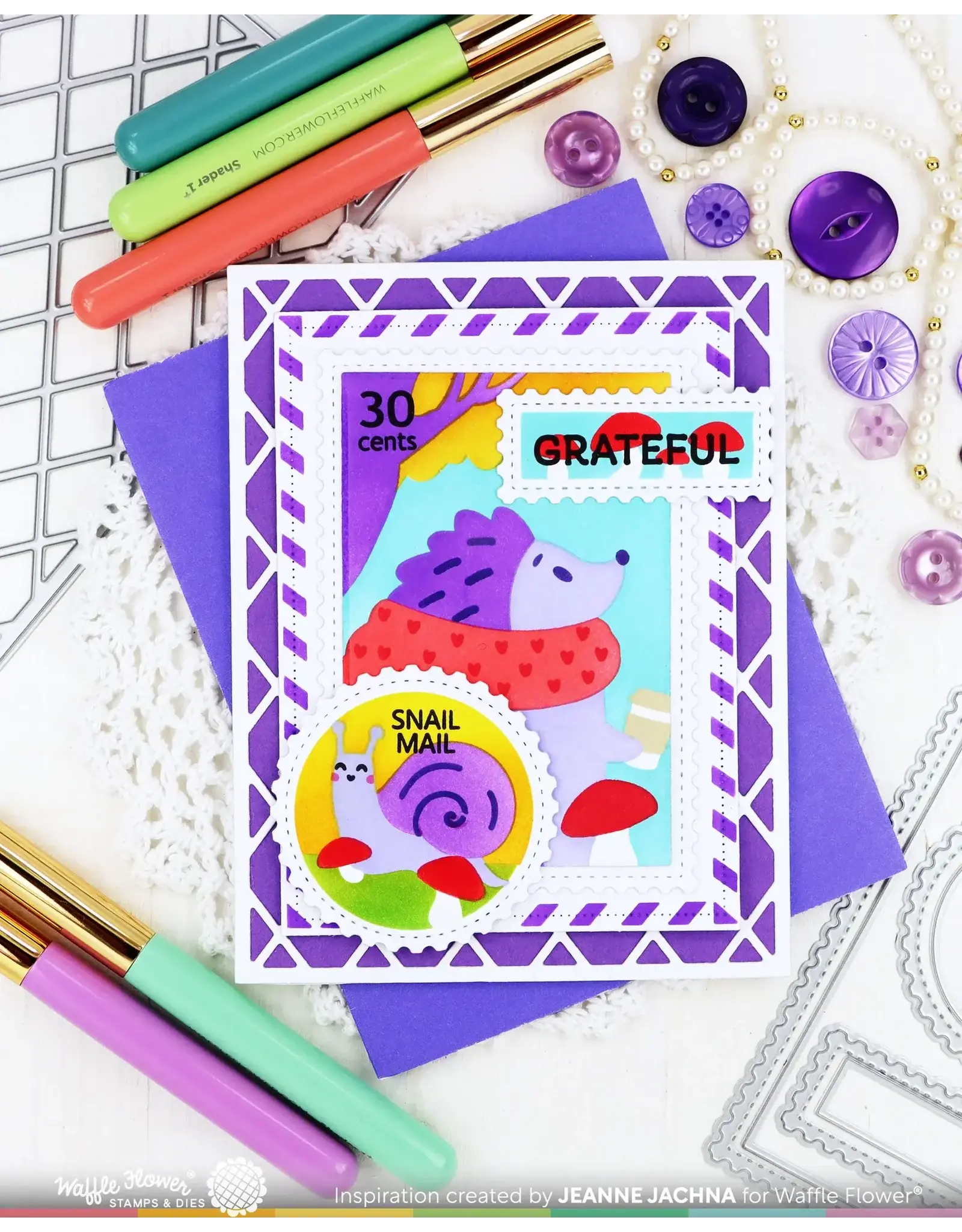 WAFFLE FLOWER WAFFLE FLOWER NESTING POSTAGE COLLAGE BLOCKS STENCIL