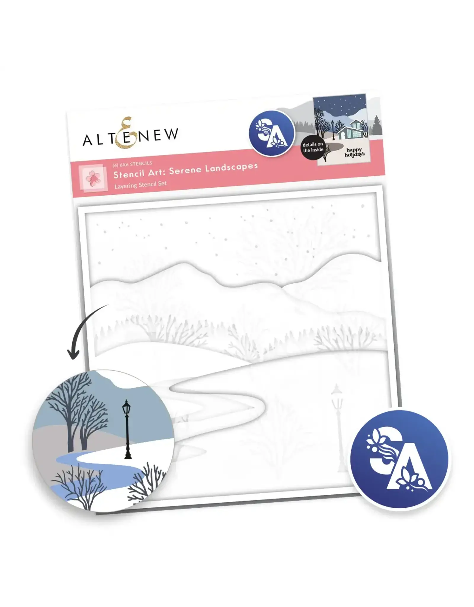 ALTENEW ALTENEW STENCIL ART: SERENE LANDSCAPES LAYERING STENCIL SET 6/PK
