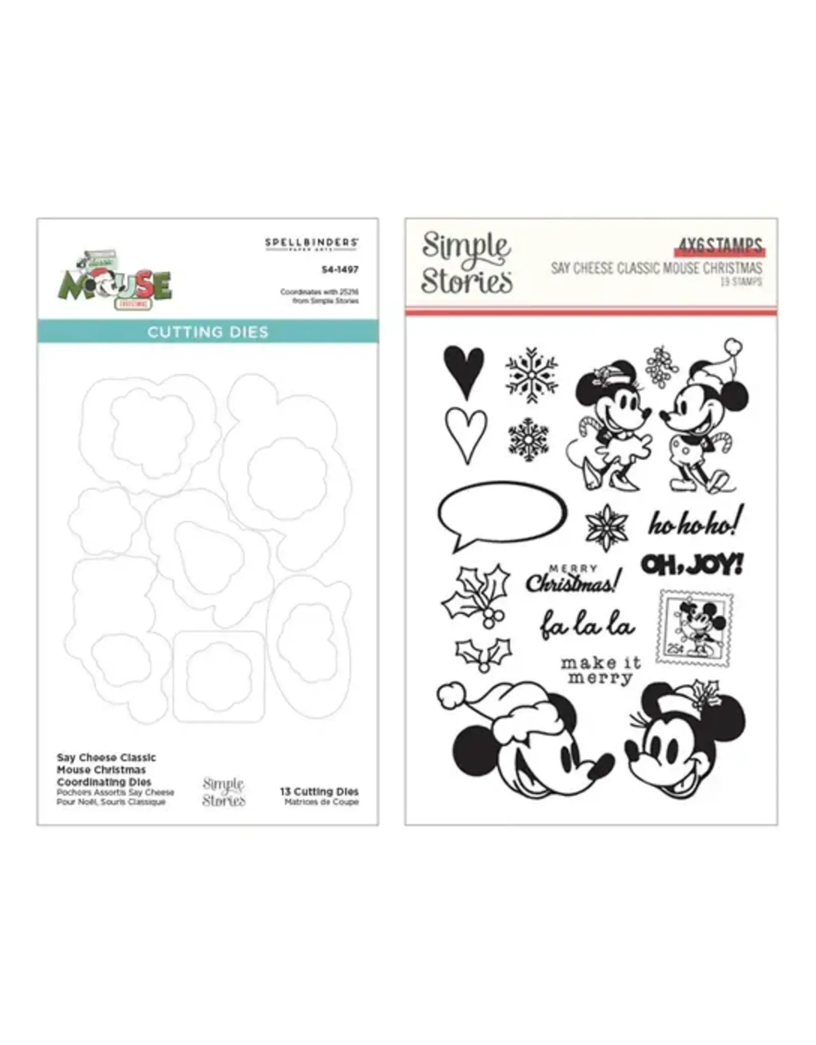 SPELLBINDERS SPELLBINDERS SIMPLE STORIES SAY CHEESE CLASSIC MOUSE CHRISTMAS CLEAR STAMP AND DIE BUNDLE