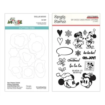 SPELLBINDERS SPELLBINDERS SIMPLE STORIES SAY CHEESE CLASSIC MOUSE CHRISTMAS CLEAR STAMP AND DIE BUNDLE