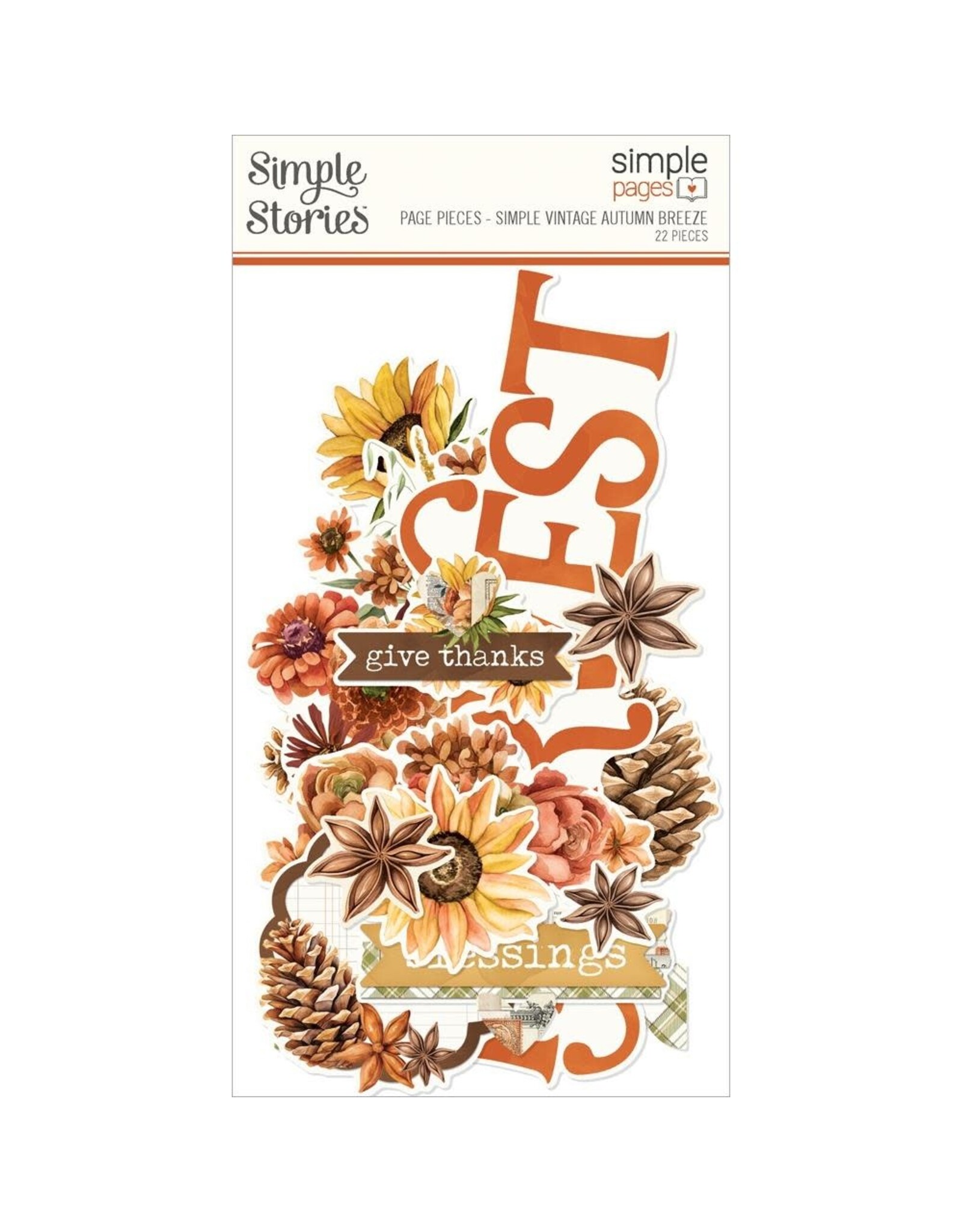 SIMPLE STORIES SIMPLE STORIES SIMPLE PAGES AUTUMN BREEZE PAGE PIECES 22/PK