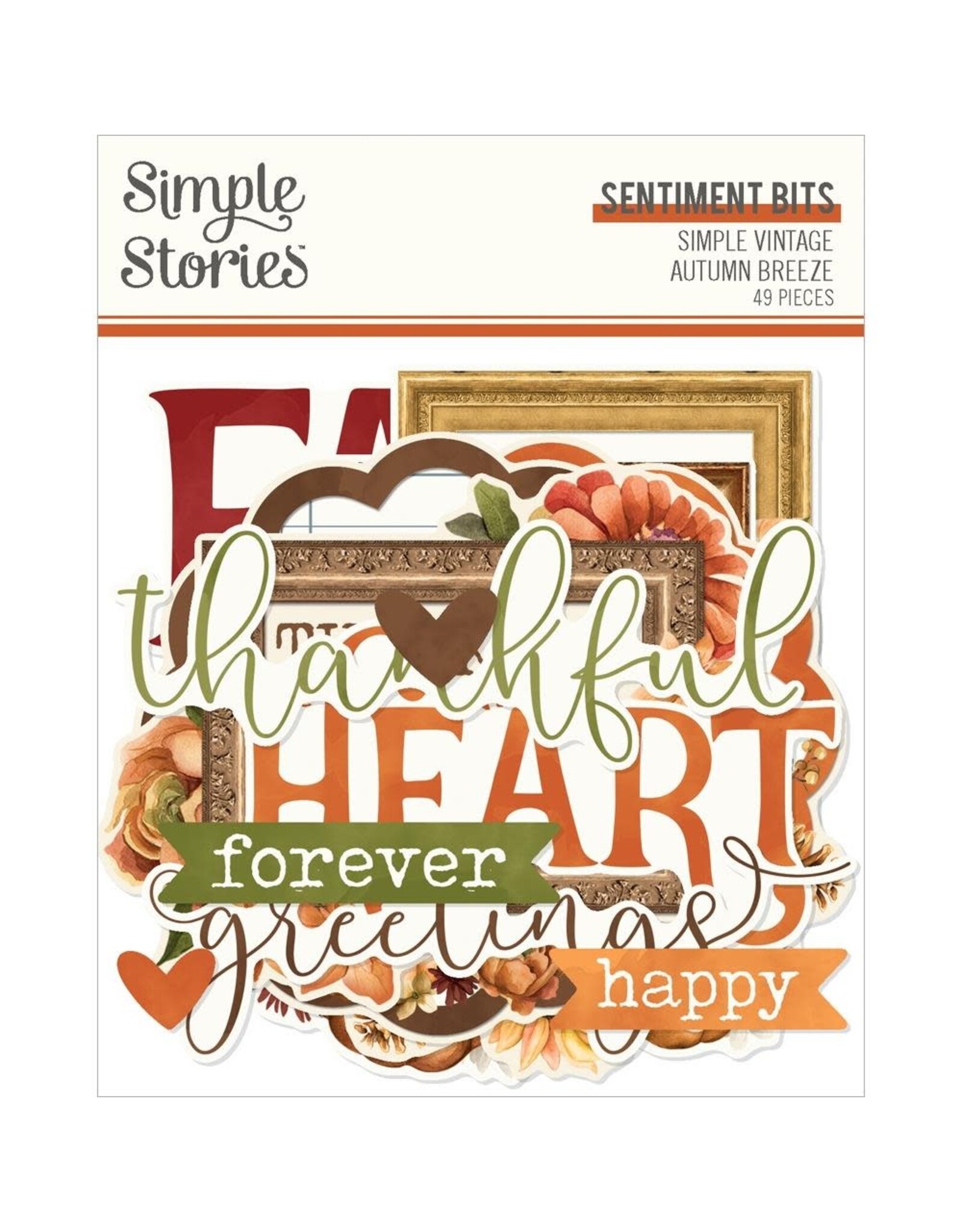 SIMPLE STORIES SIMPLE STORIES SIMPLE VINTAGE AUTUMN BREEZE SENTIMENT BITS & PIECES 49/PK