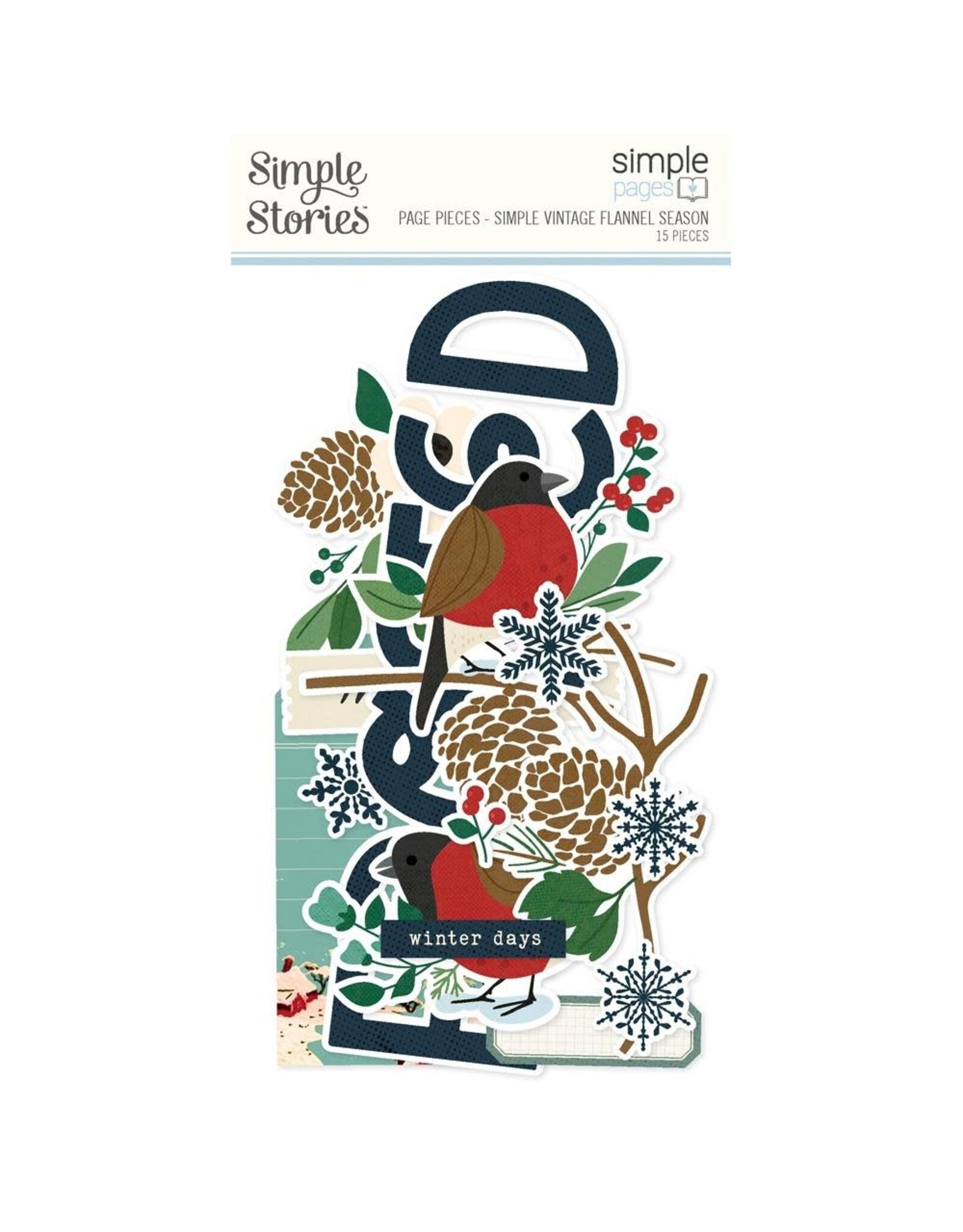 SIMPLE STORIES SIMPLE STORIES SIMPLE PAGES FLANNEL SEASON PAGE PIECES 15/PK