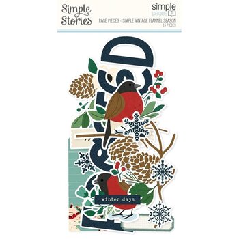 SIMPLE STORIES SIMPLE STORIES SIMPLE PAGES FLANNEL SEASON PAGE PIECES 15/PK