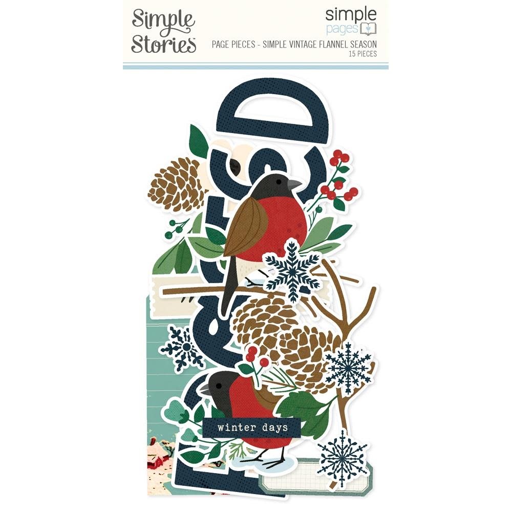 SIMPLE STORIES SIMPLE STORIES SIMPLE PAGES FLANNEL SEASON PAGE PIECES 15/PK