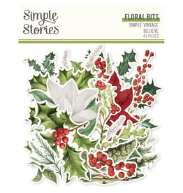 SIMPLE STORIES SIMPLE STORIES SIMPLE VINTAGE BELIEVE FLORAL BITS & PIECES 43/PK