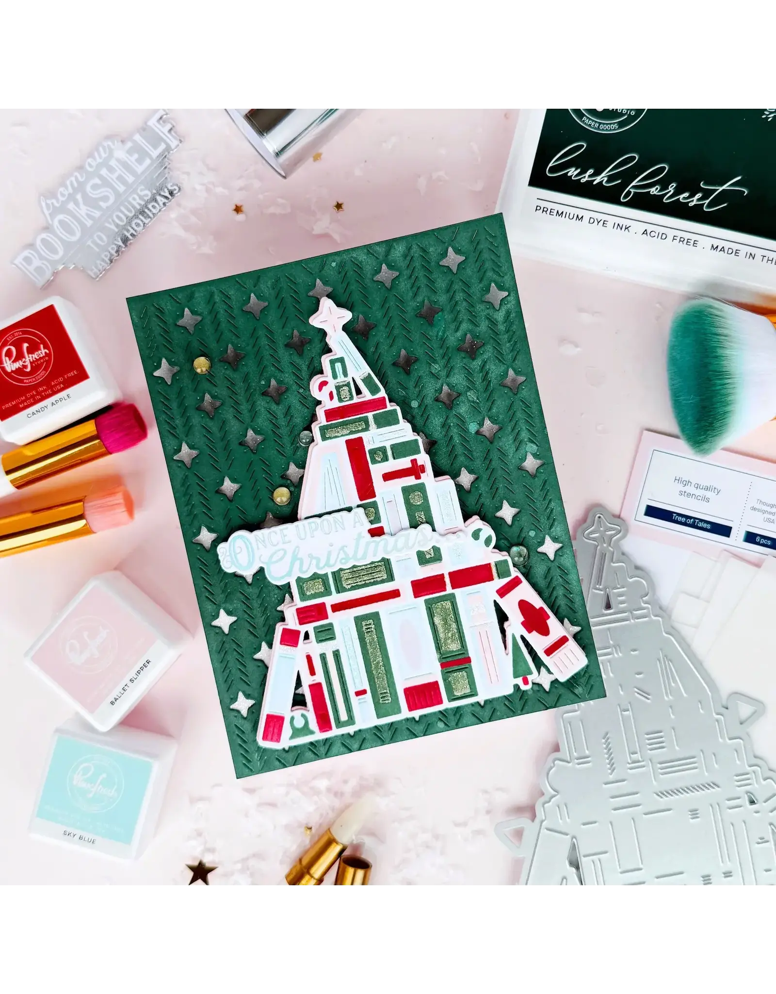 PINKFRESH PINKFRESH STUDIO EVERGREEN SPARKLE COVERPLATE DIE