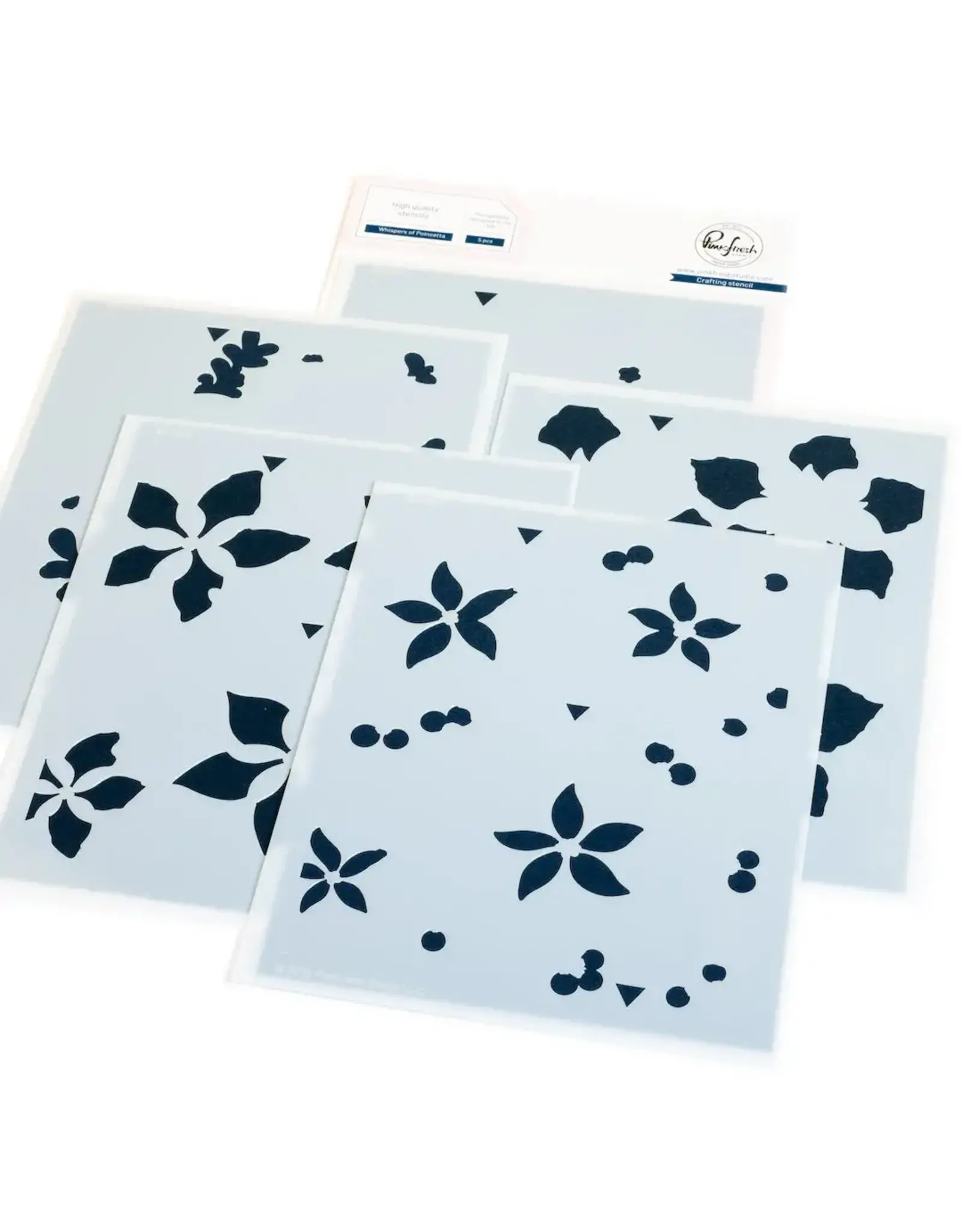 PINKFRESH PINKFRESH STUDIO WHISPERS OF POINSETTIA STENCIL SET 5/PK