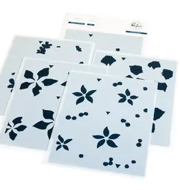 PINKFRESH PINKFRESH STUDIO WHISPERS OF POINSETTIA STENCIL SET 5/PK
