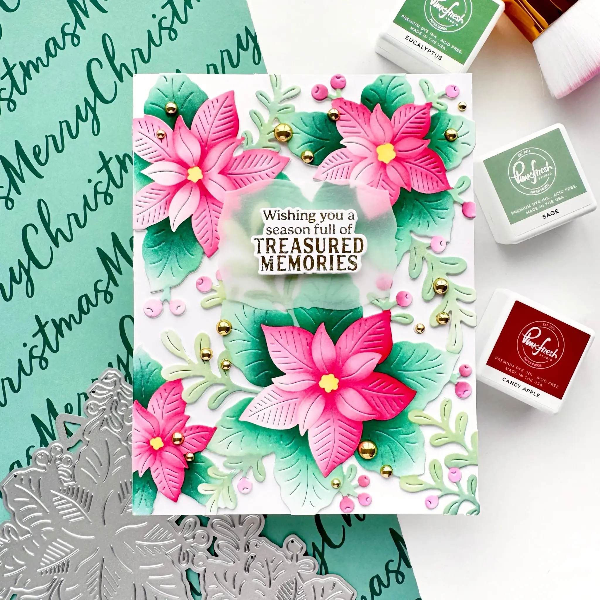 PINKFRESH PINKFRESH STUDIO WHISPERS OF POINSETTIA STENCIL SET 5/PK