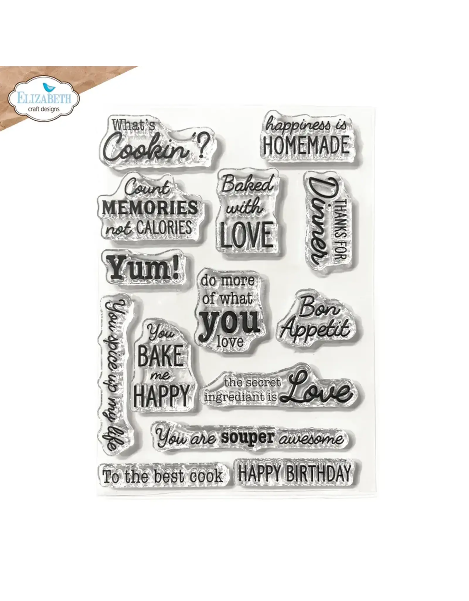 ELIZABETH CRAFT DESIGNS ELIZABETH CRAFT DESIGNS CUTE & WHIMSICAL LIVING IT UP IN THE KITCHEN SENTIMENTS CLEAR STAMP SET