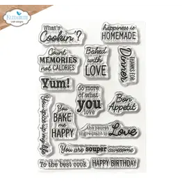 ELIZABETH CRAFT DESIGNS ELIZABETH CRAFT DESIGNS CUTE & WHIMSICAL LIVING IT UP IN THE KITCHEN SENTIMENTS CLEAR STAMP SET
