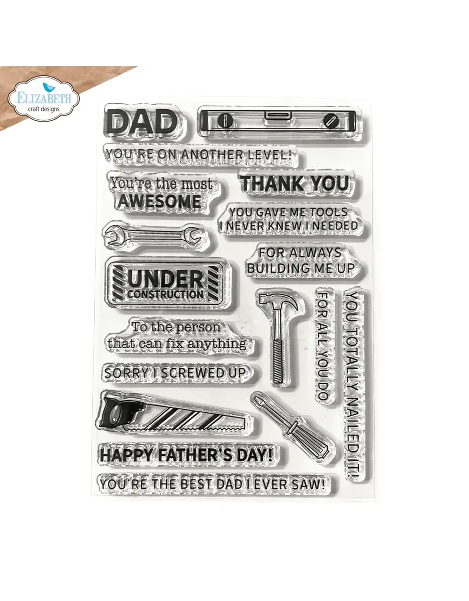 ELIZABETH CRAFT DESIGNS ELIZABETH CRAFT DESIGNS CUTE & WHIMSICAL LIVING IT UP BEST DAD SENTIMENTS CLEAR STAMP SET
