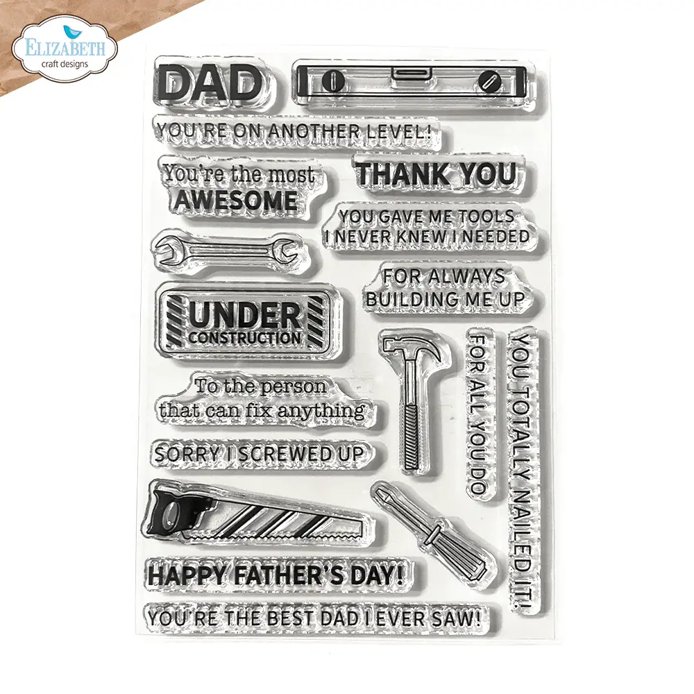 ELIZABETH CRAFT DESIGNS ELIZABETH CRAFT DESIGNS CUTE & WHIMSICAL LIVING IT UP BEST DAD SENTIMENTS CLEAR STAMP SET