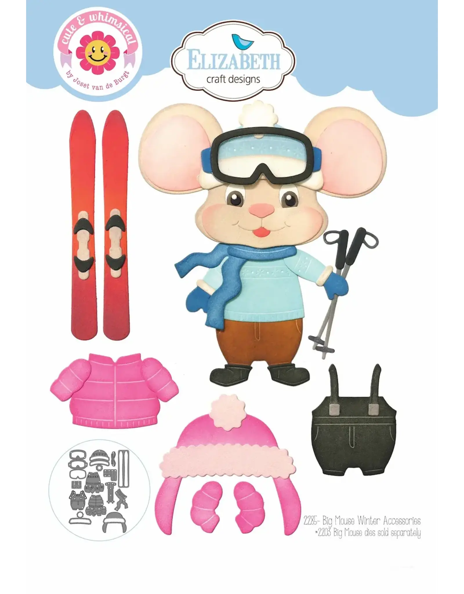 ELIZABETH CRAFT DESIGNS ELIZABETH CRAFT DESIGNS CUTE & WHIMSICAL LIVING IT UP BIG MOUSE WINTER ACCESSORIES DIE SET