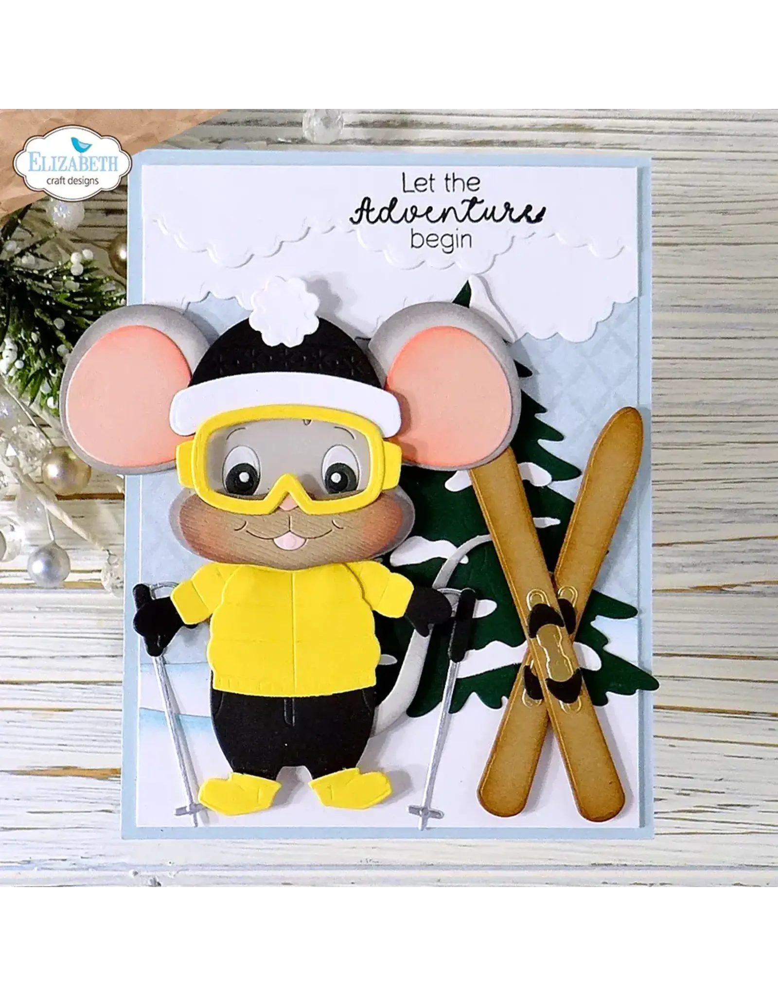 ELIZABETH CRAFT DESIGNS ELIZABETH CRAFT DESIGNS CUTE & WHIMSICAL LIVING IT UP BIG MOUSE WINTER ACCESSORIES DIE SET