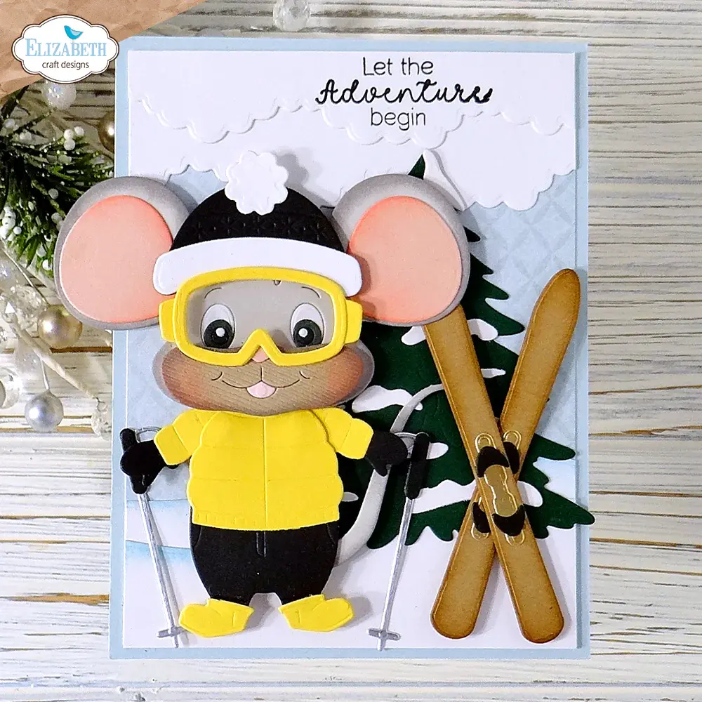 ELIZABETH CRAFT DESIGNS ELIZABETH CRAFT DESIGNS CUTE & WHIMSICAL LIVING IT UP BIG MOUSE WINTER ACCESSORIES DIE SET