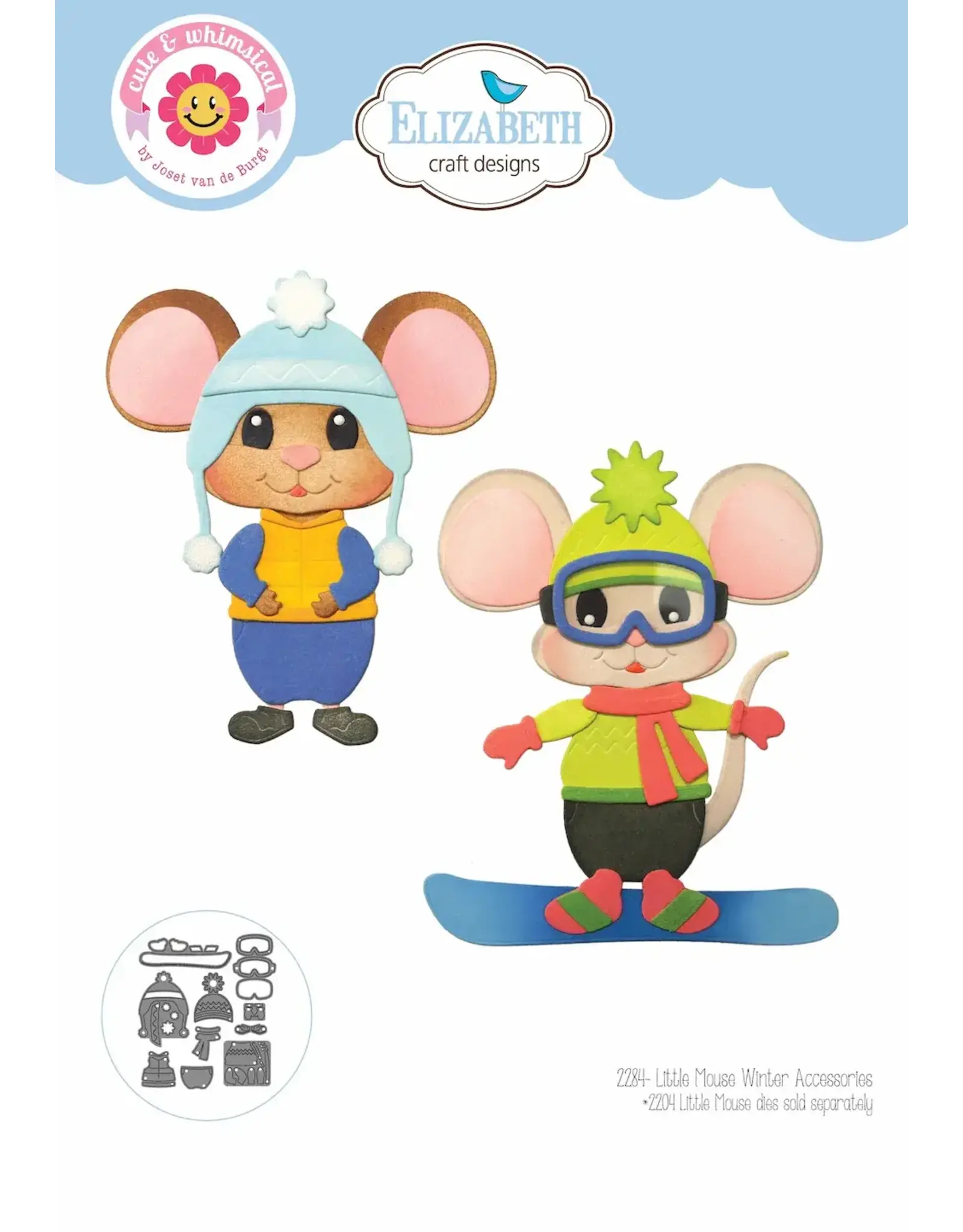 ELIZABETH CRAFT DESIGNS ELIZABETH CRAFT DESIGNS CUTE & WHIMSICAL LIVING IT UP LITTLE MOUSE WINTER ACCESSORIES DIE SET