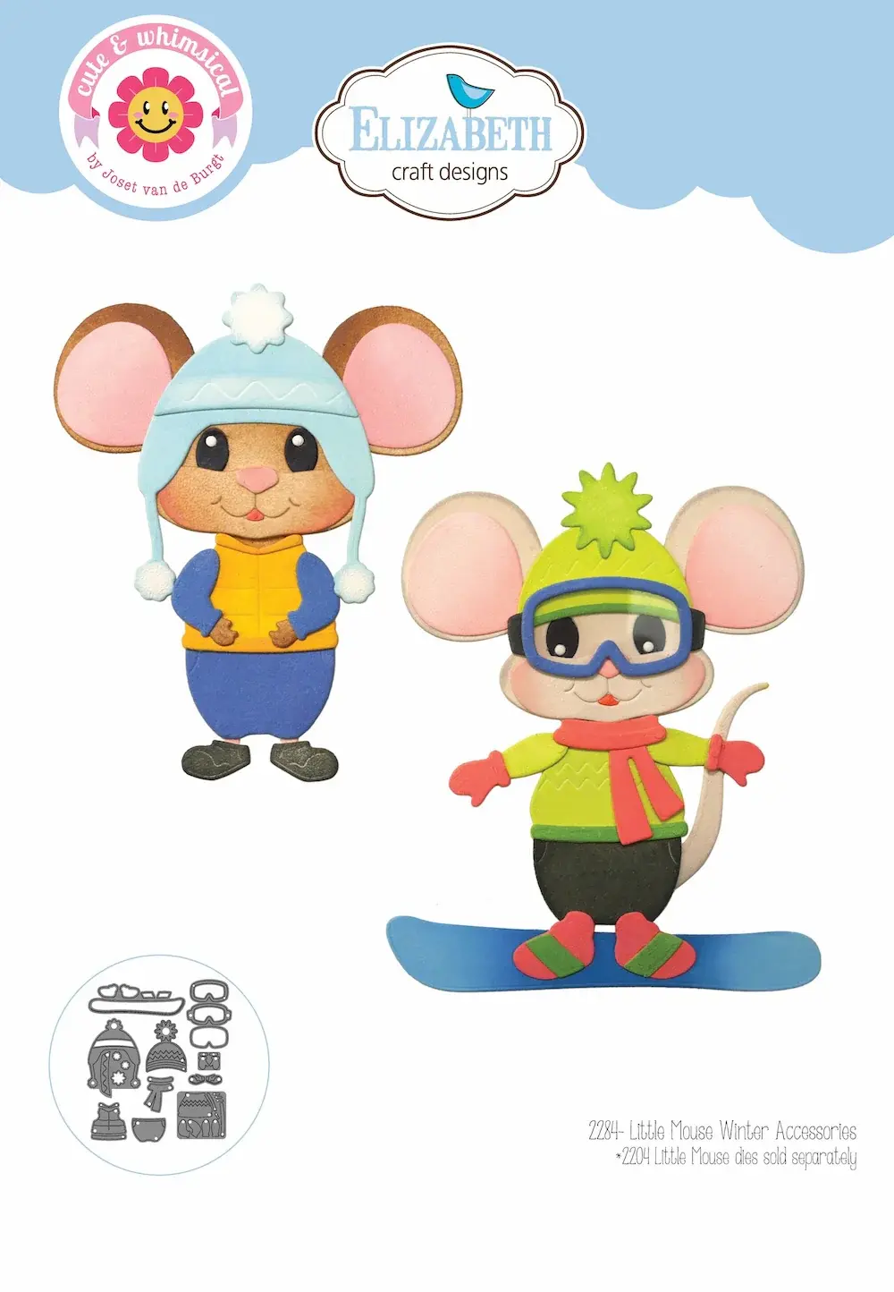 ELIZABETH CRAFT DESIGNS ELIZABETH CRAFT DESIGNS CUTE & WHIMSICAL LIVING IT UP LITTLE MOUSE WINTER ACCESSORIES DIE SET