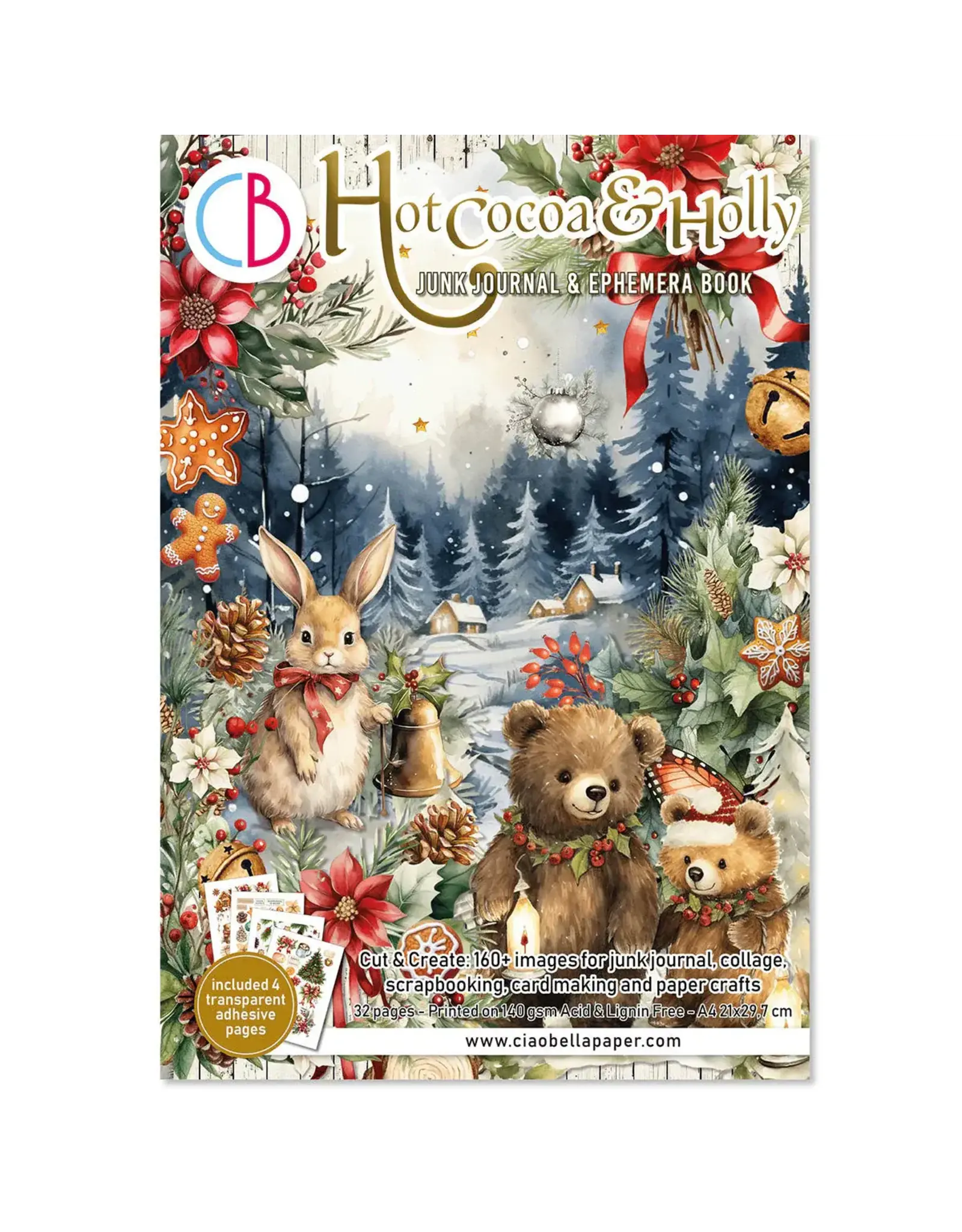 CIAO BELLA CIAO BELLA HOT COCOA & HOLLY JUNK JOURNAL & EPHEMERA 32/PK
