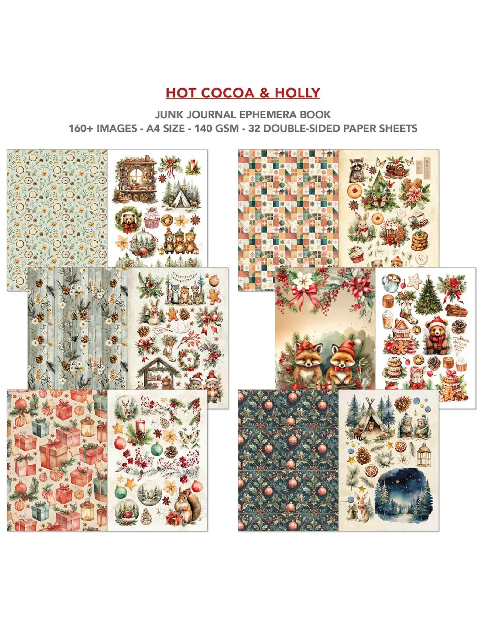 CIAO BELLA CIAO BELLA HOT COCOA & HOLLY JUNK JOURNAL & EPHEMERA 32/PK