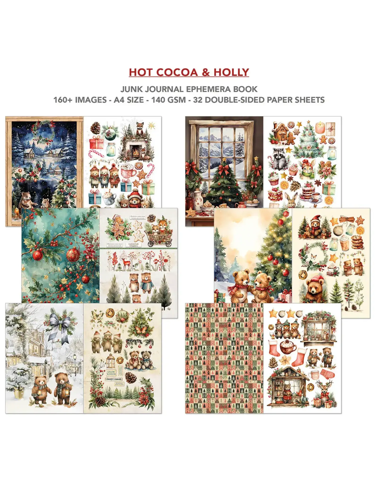 CIAO BELLA CIAO BELLA HOT COCOA & HOLLY JUNK JOURNAL & EPHEMERA 32/PK