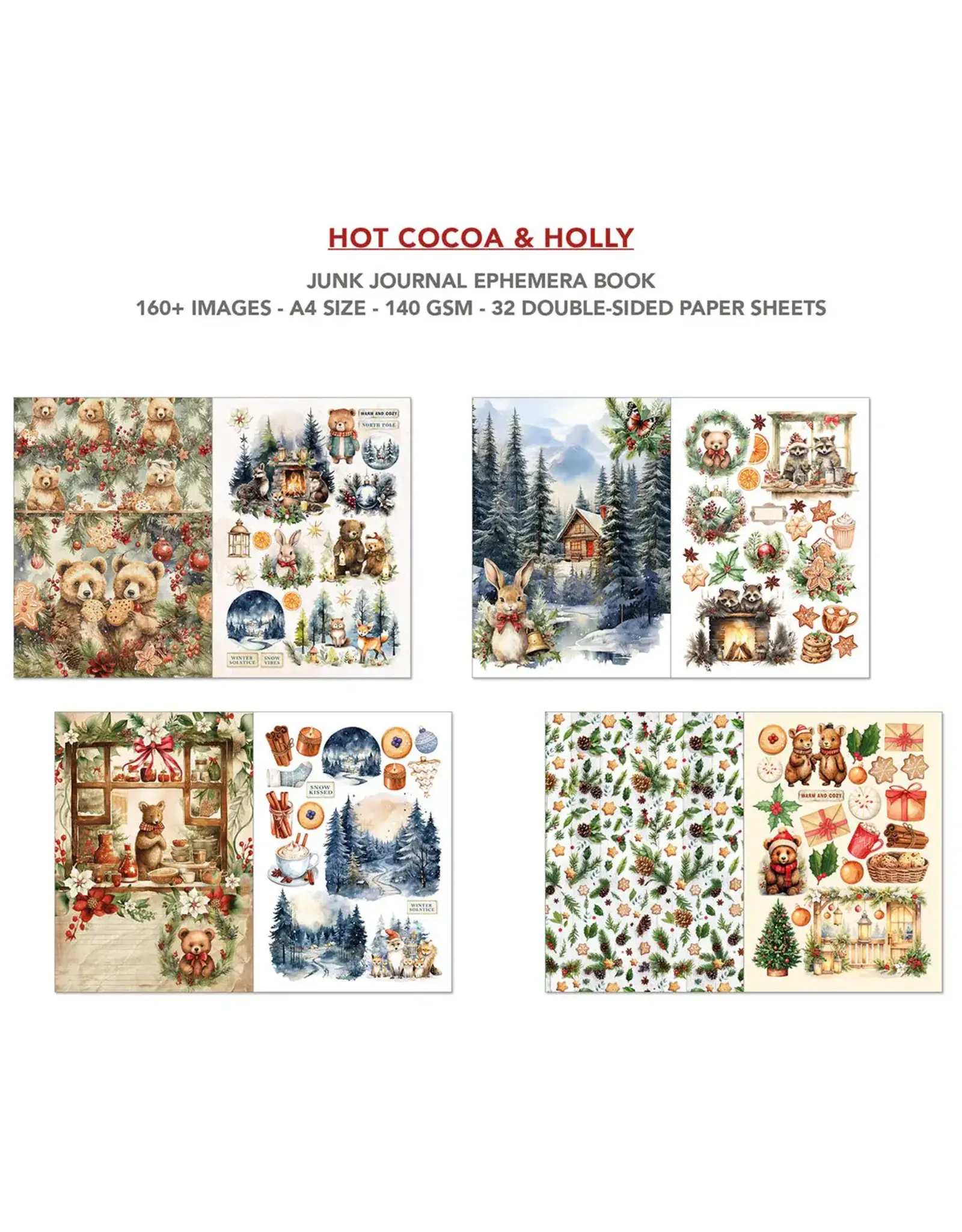 CIAO BELLA CIAO BELLA HOT COCOA & HOLLY JUNK JOURNAL & EPHEMERA 32/PK