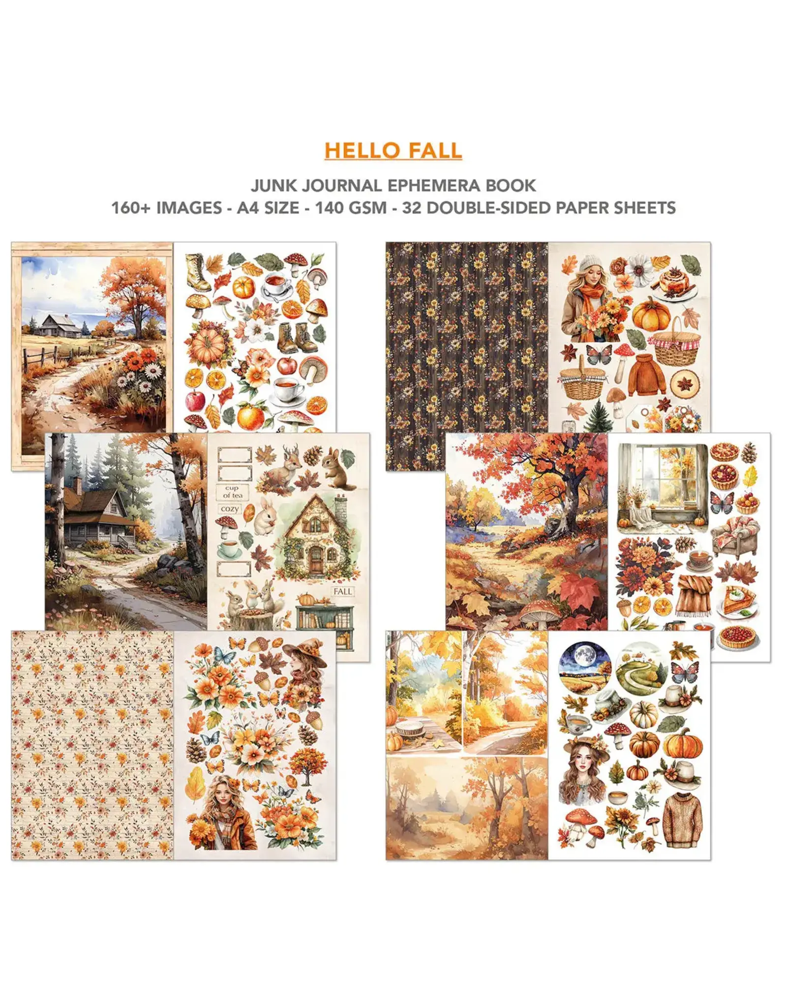 CIAO BELLA CIAO BELLA HELLO FALL JUNK JOURNAL & EPHEMERA 32/PK