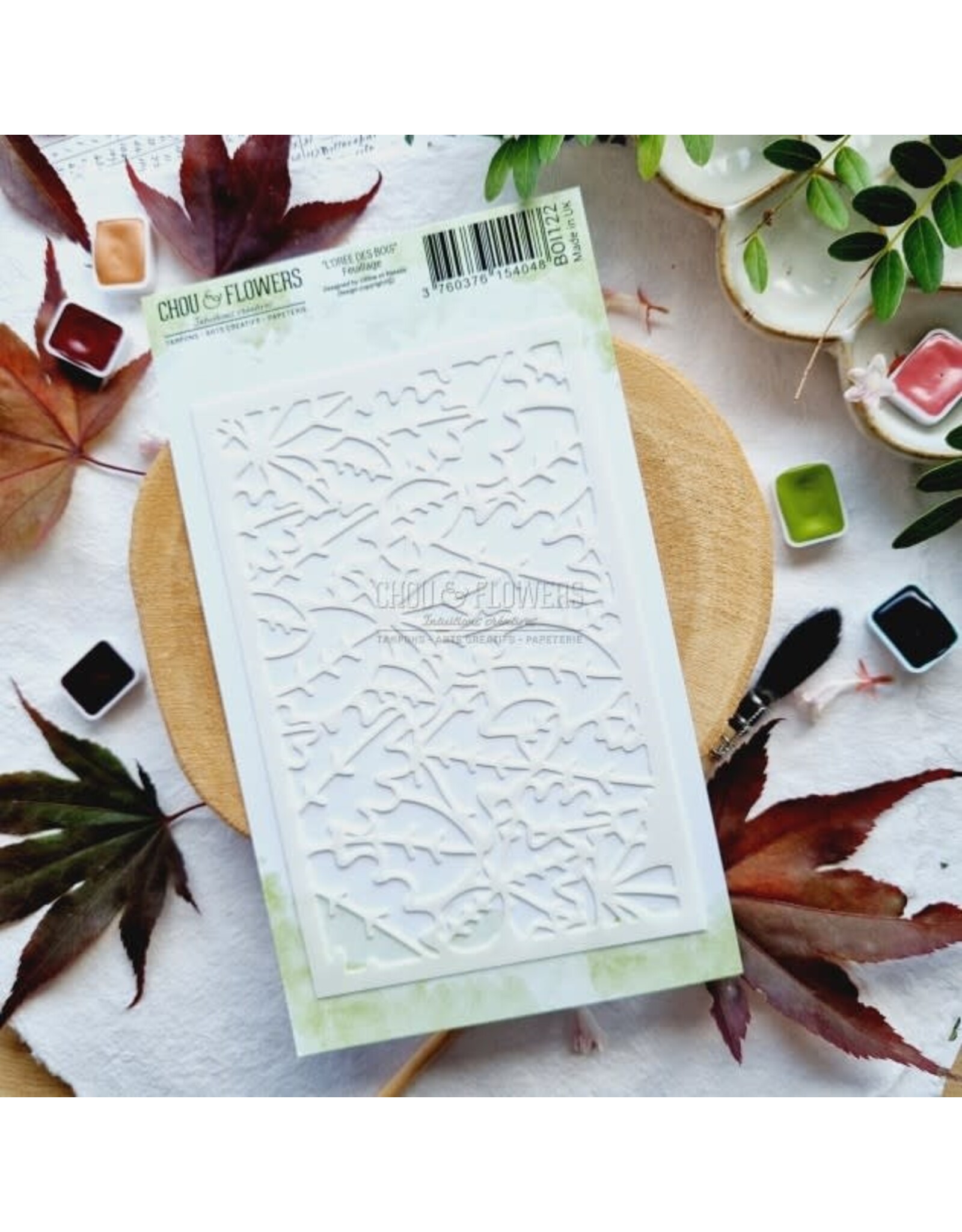 CHOU & FLOWERS CHOU & FLOWERS COLLECTION L'ORÉE DES BOIS LES POCHOIRS A6 FEUILLAGES