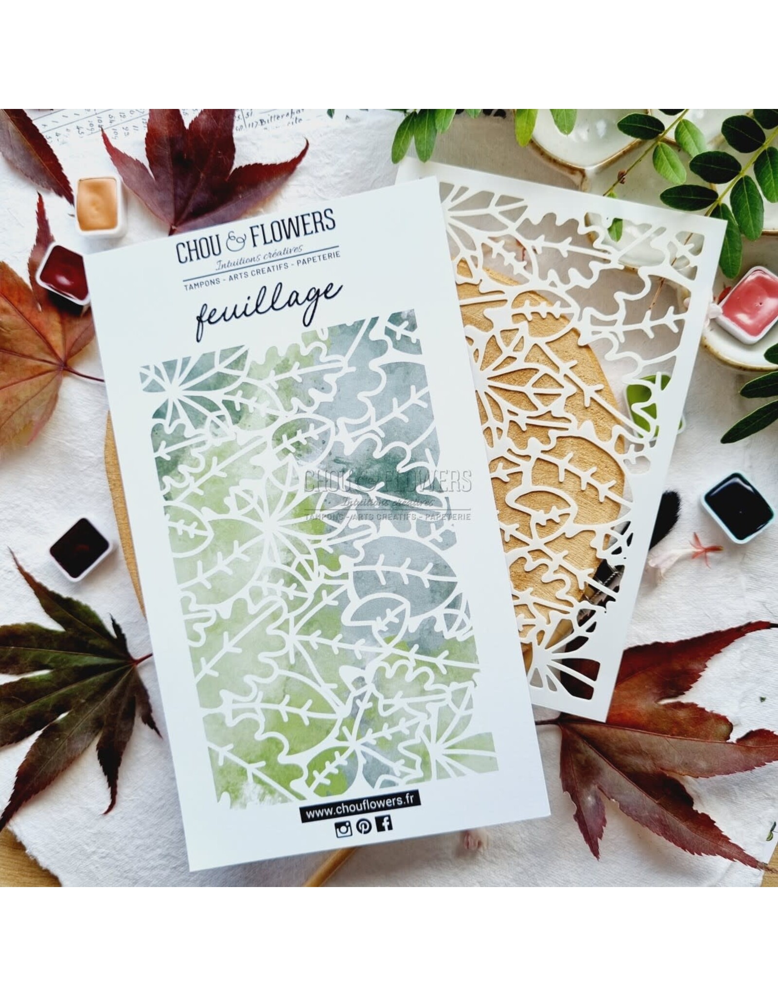 CHOU & FLOWERS CHOU & FLOWERS COLLECTION L'ORÉE DES BOIS LES POCHOIRS A6 FEUILLAGES