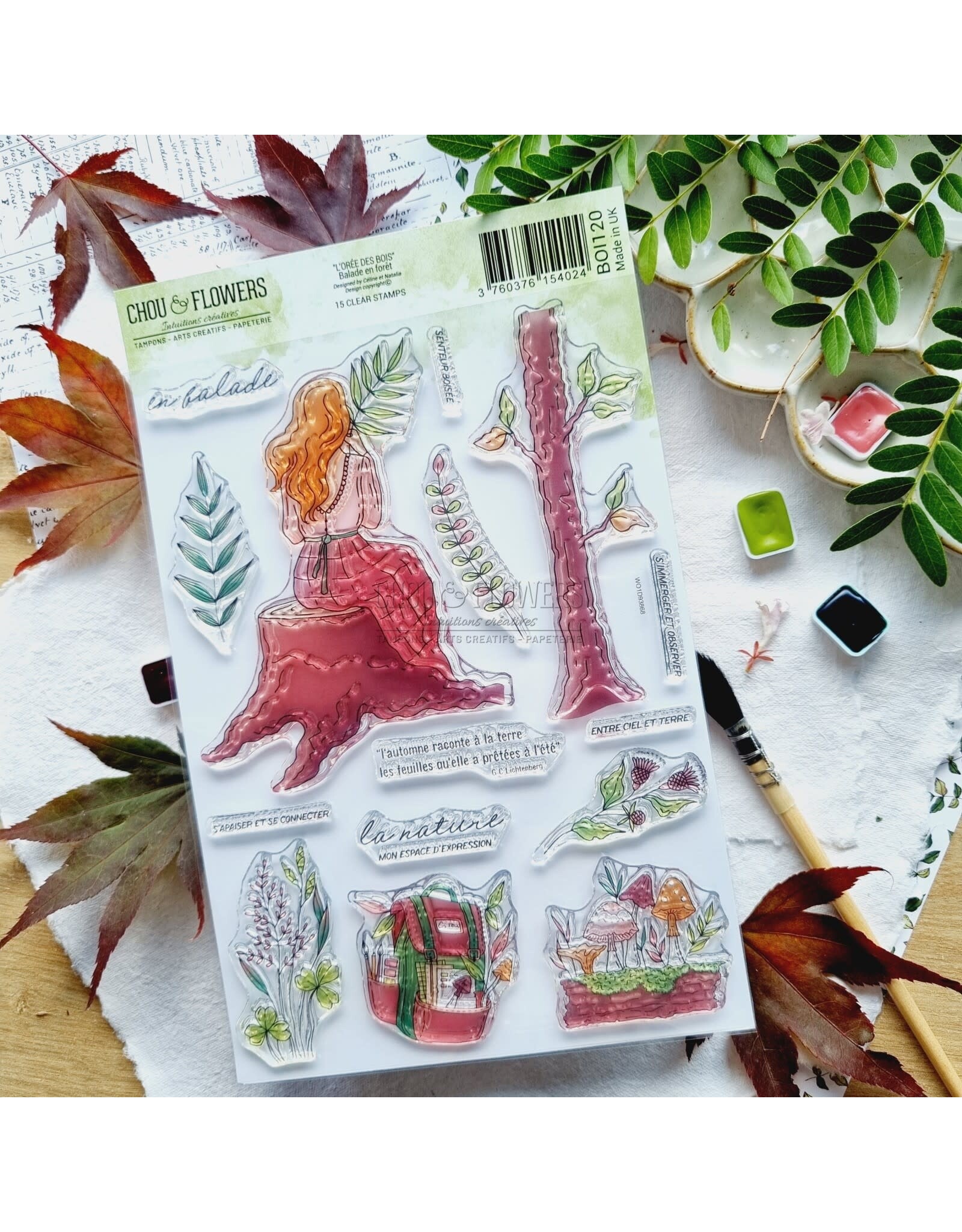 CHOU & FLOWERS CHOU & FLOWERS COLLECTION L'ORÉE DES BOIS BALADE EN FORÊT A5 CLEAR STAMP SET