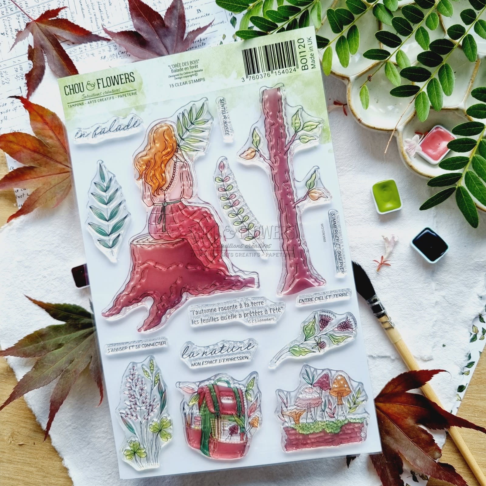 CHOU & FLOWERS CHOU & FLOWERS COLLECTION L'ORÉE DES BOIS BALADE EN FORÊT A5 CLEAR STAMP SET