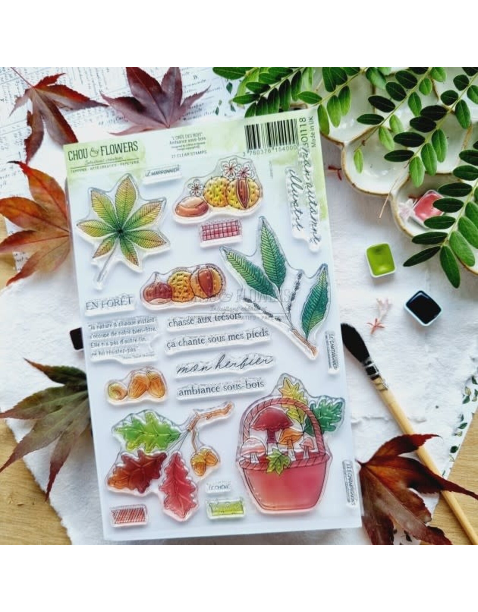 CHOU & FLOWERS CHOU & FLOWERS COLLECTION L'ORÉE DES BOIS AMBIANCE SOUS-BOIS A5 CLEAR STAMP SET