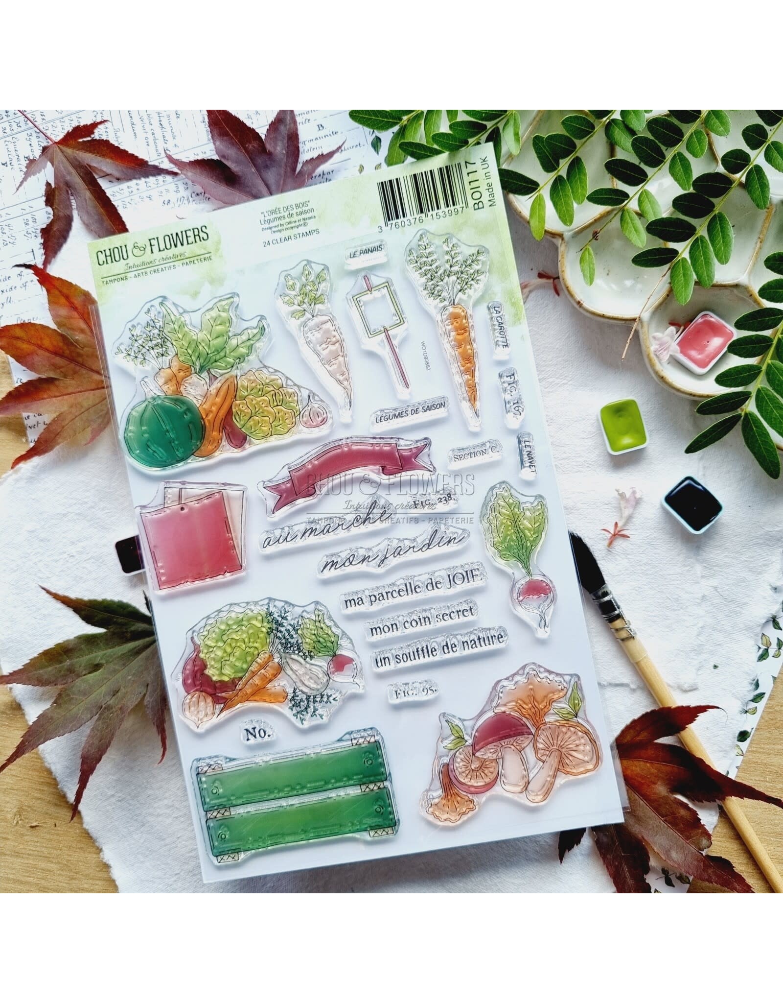 CHOU & FLOWERS CHOU & FLOWERS COLLECTION L'ORÉE DES BOIS LÉGUMES DE SAISON A5 CLEAR STAMP SET