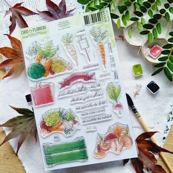 CHOU & FLOWERS CHOU & FLOWERS COLLECTION L'ORÉE DES BOIS LÉGUMES DE SAISON A5 CLEAR STAMP SET