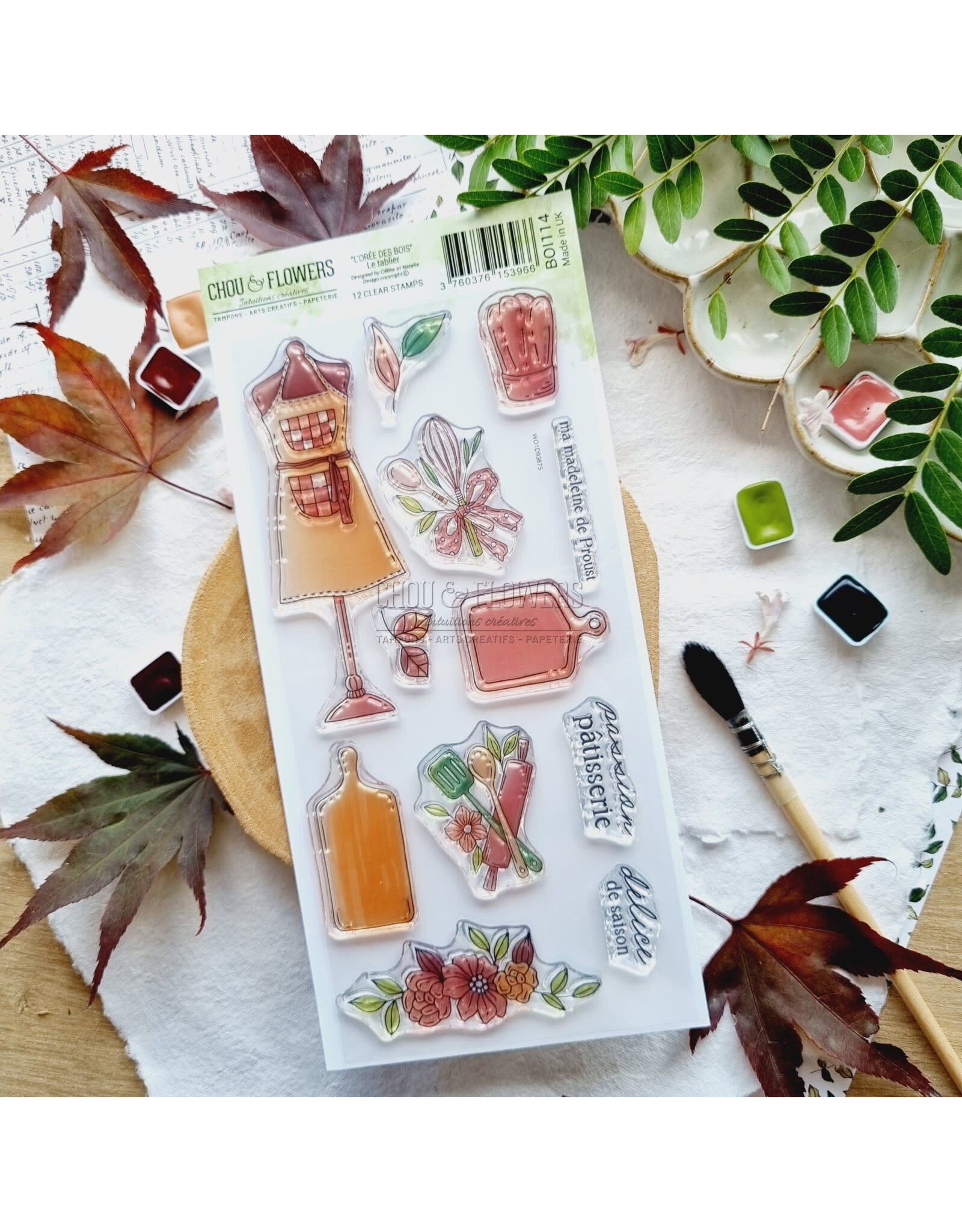 CHOU & FLOWERS CHOU & FLOWERS COLLECTION L'ORÉE DES BOIS LE TABLIER DL CLEAR STAMP SET