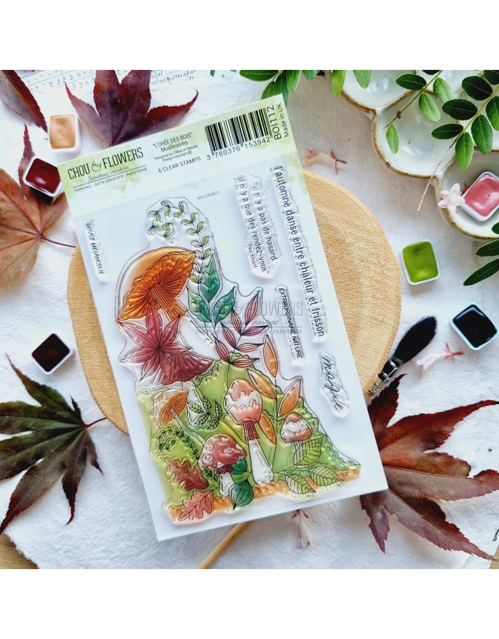 CHOU & FLOWERS CHOU & FLOWERS COLLECTION L'ORÉE DES BOIS MUSHROOMS A6 CLEAR STAMP SET