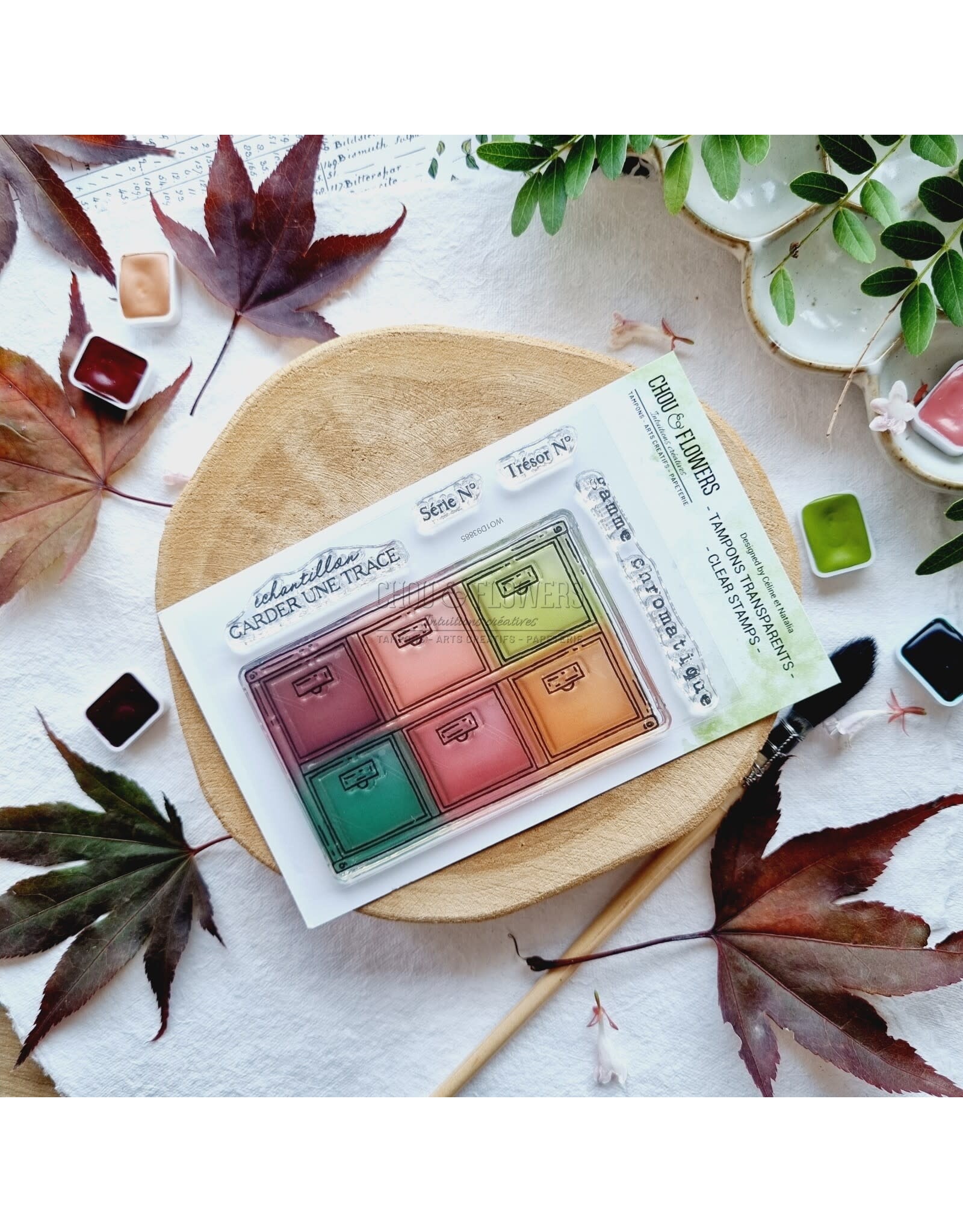 CHOU & FLOWERS CHOU & FLOWERS COLLECTION L'ORÉE DES BOIS ÉCHANTILLON A7 CLEAR STAMP SET