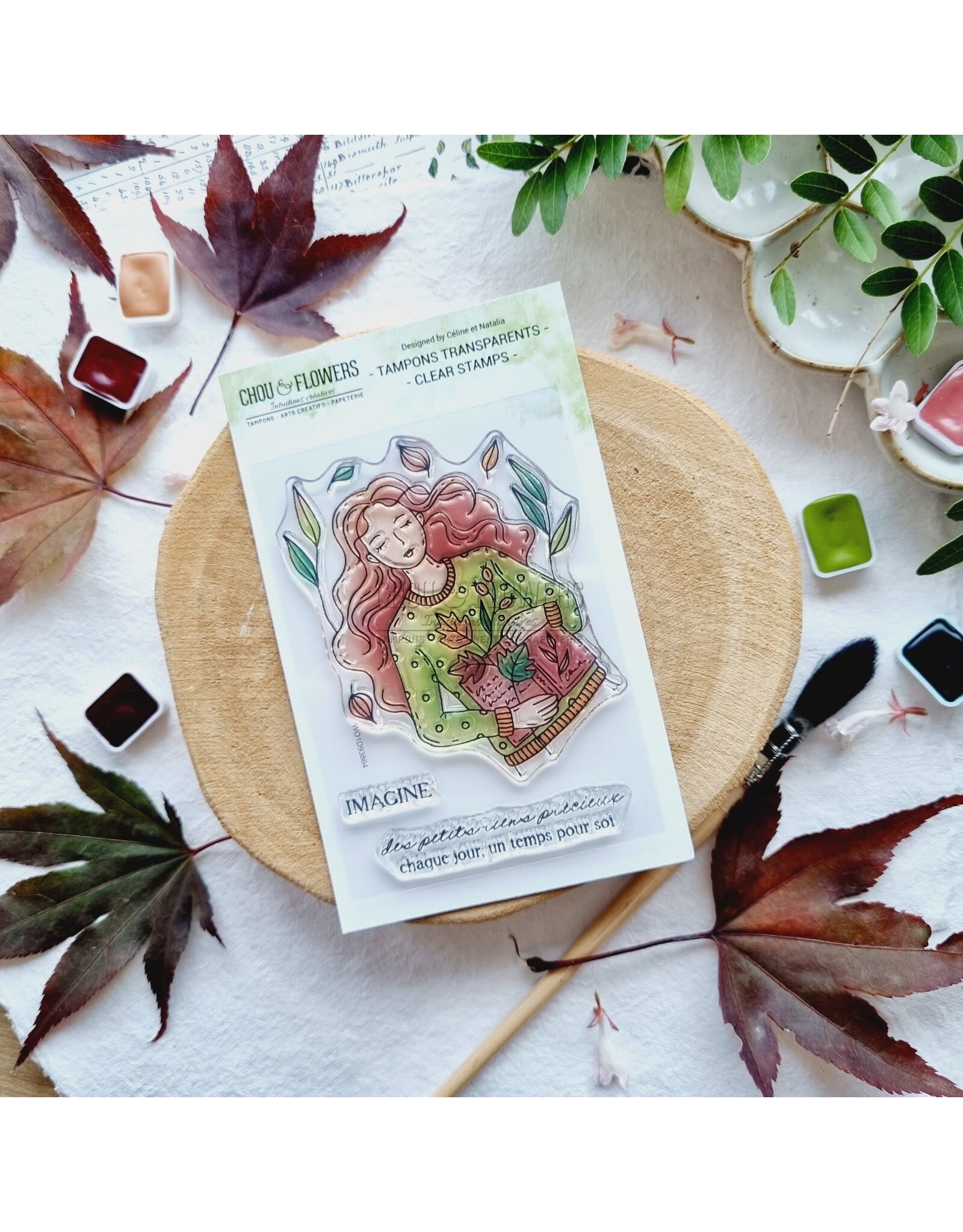 CHOU & FLOWERS CHOU & FLOWERS COLLECTION L'ORÉE DES BOIS FILLE D'AUTOMNE A7 CLEAR STAMP SET