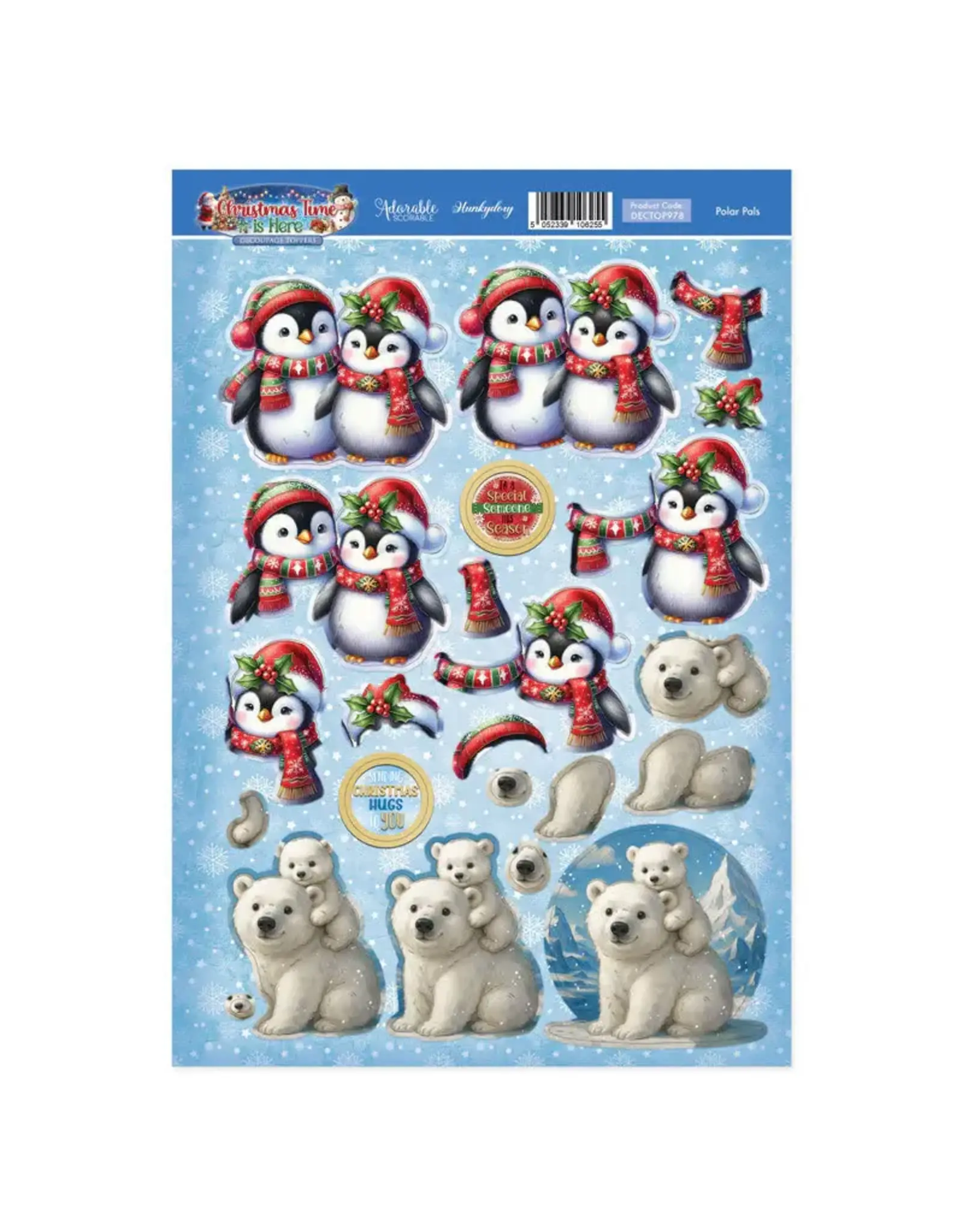 HUNKYDORY CRAFTS LTD. HUNKYDORY POLAR BEARS DECOUPAGE TOPPERS
