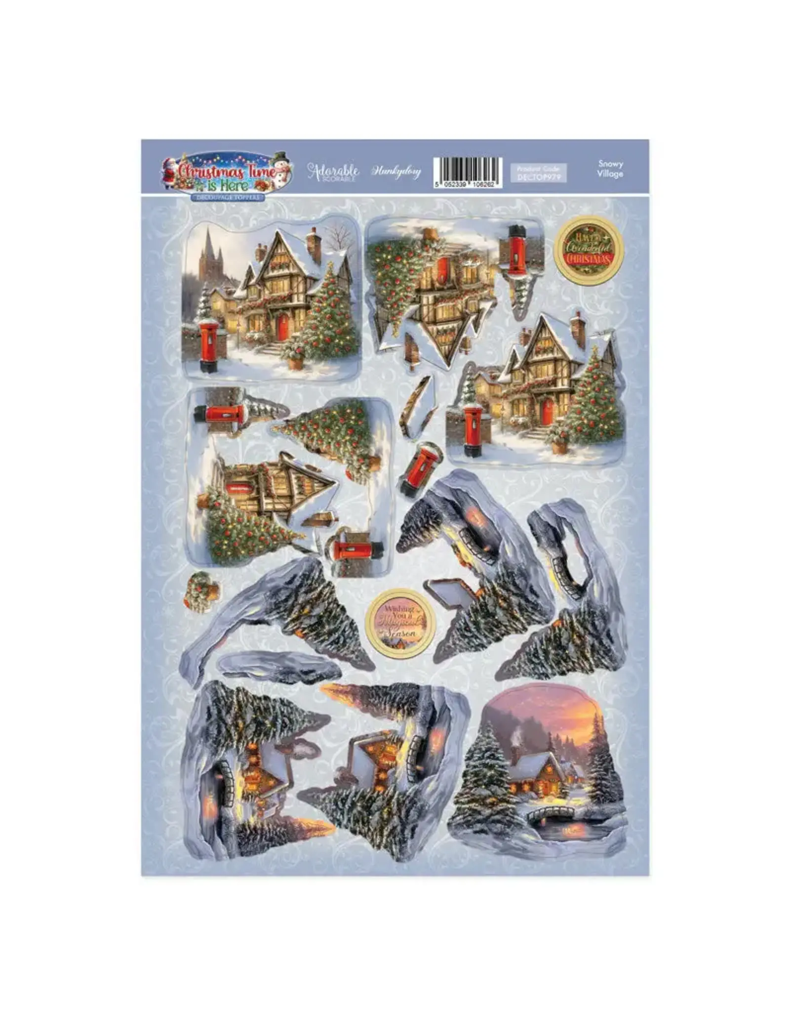 HUNKYDORY CRAFTS LTD. HUNKYDORY SNOWY VILLAGE DECOUPAGE TOPPERS