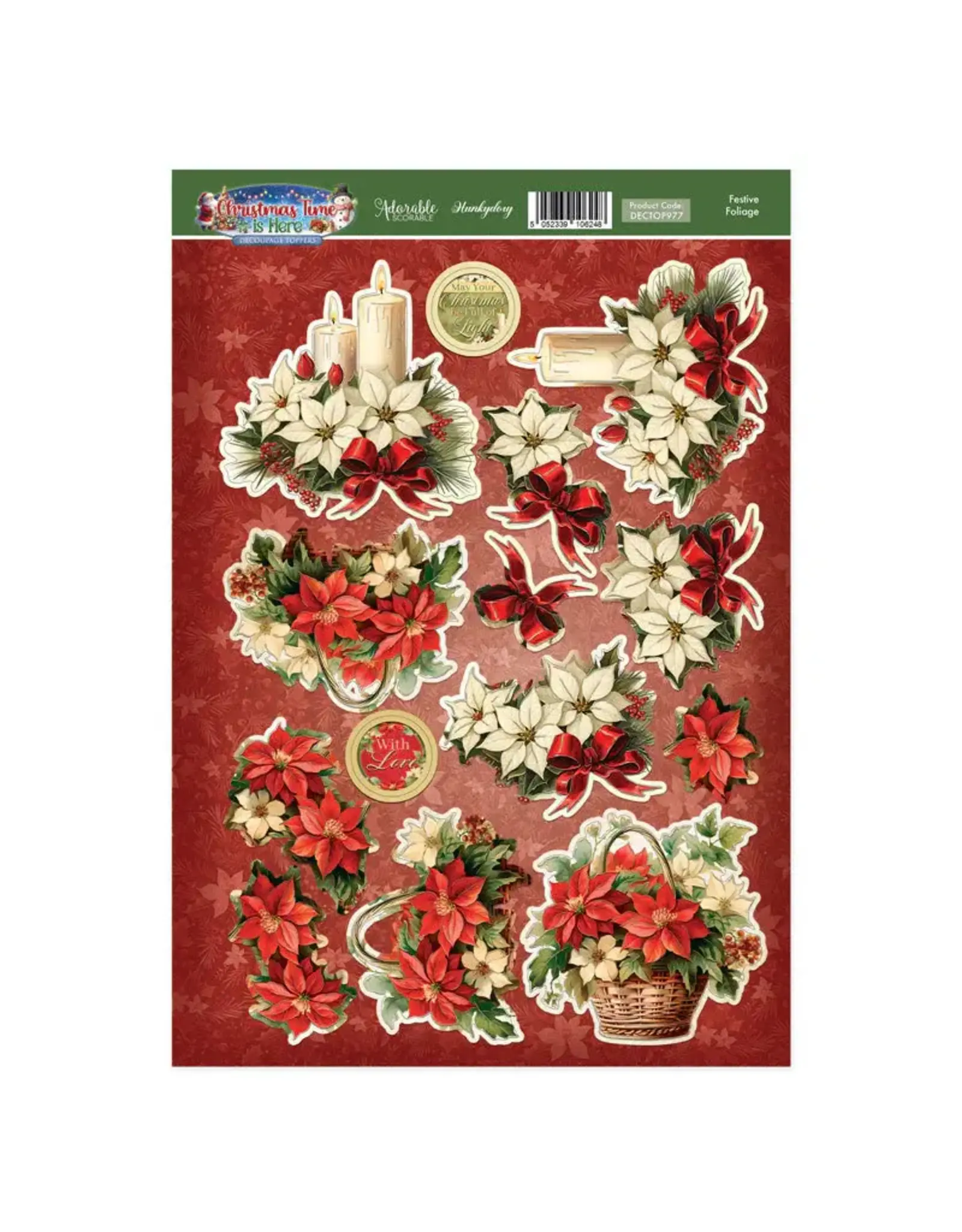 HUNKYDORY CRAFTS LTD. HUNKYDORY FESTIVE FOLIAGE DECOUPAGE TOPPERS