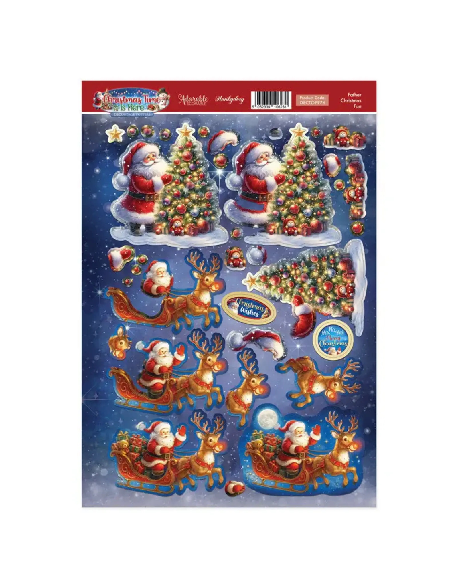 HUNKYDORY CRAFTS LTD. HUNKYDORY FATHER CHRISTMAS DECOUPAGE TOPPERS