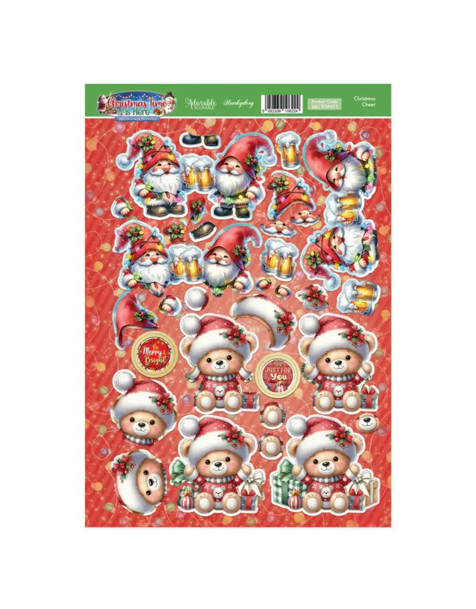 HUNKYDORY CRAFTS LTD. HUNKYDORY CHRISTMAS CHEER DECOUPAGE TOPPERS