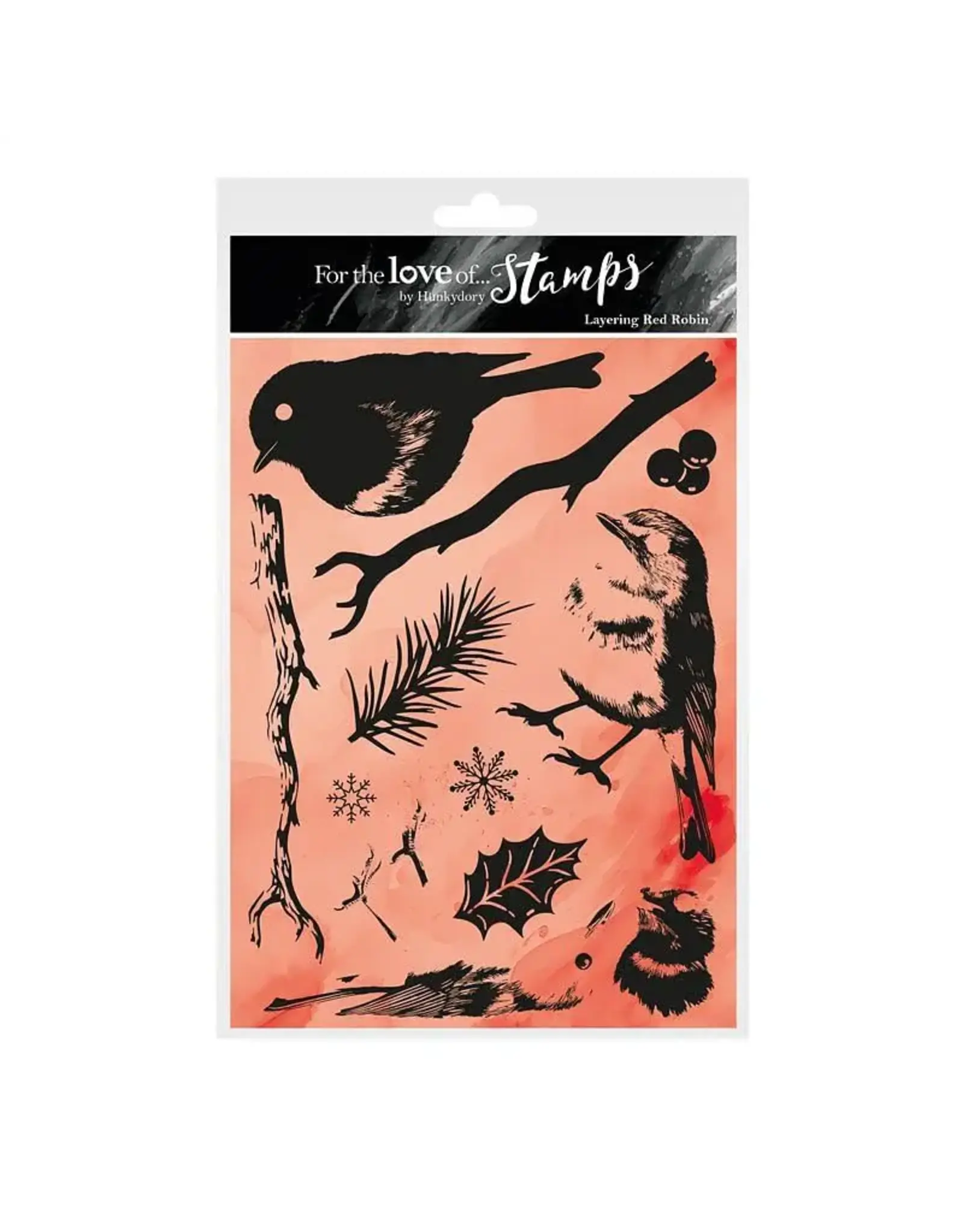 HUNKYDORY CRAFTS LTD. HUNKYDORY FOR THE LOVE OF STAMPS RED ROBIN LAYERING CLEAR STAMP SET