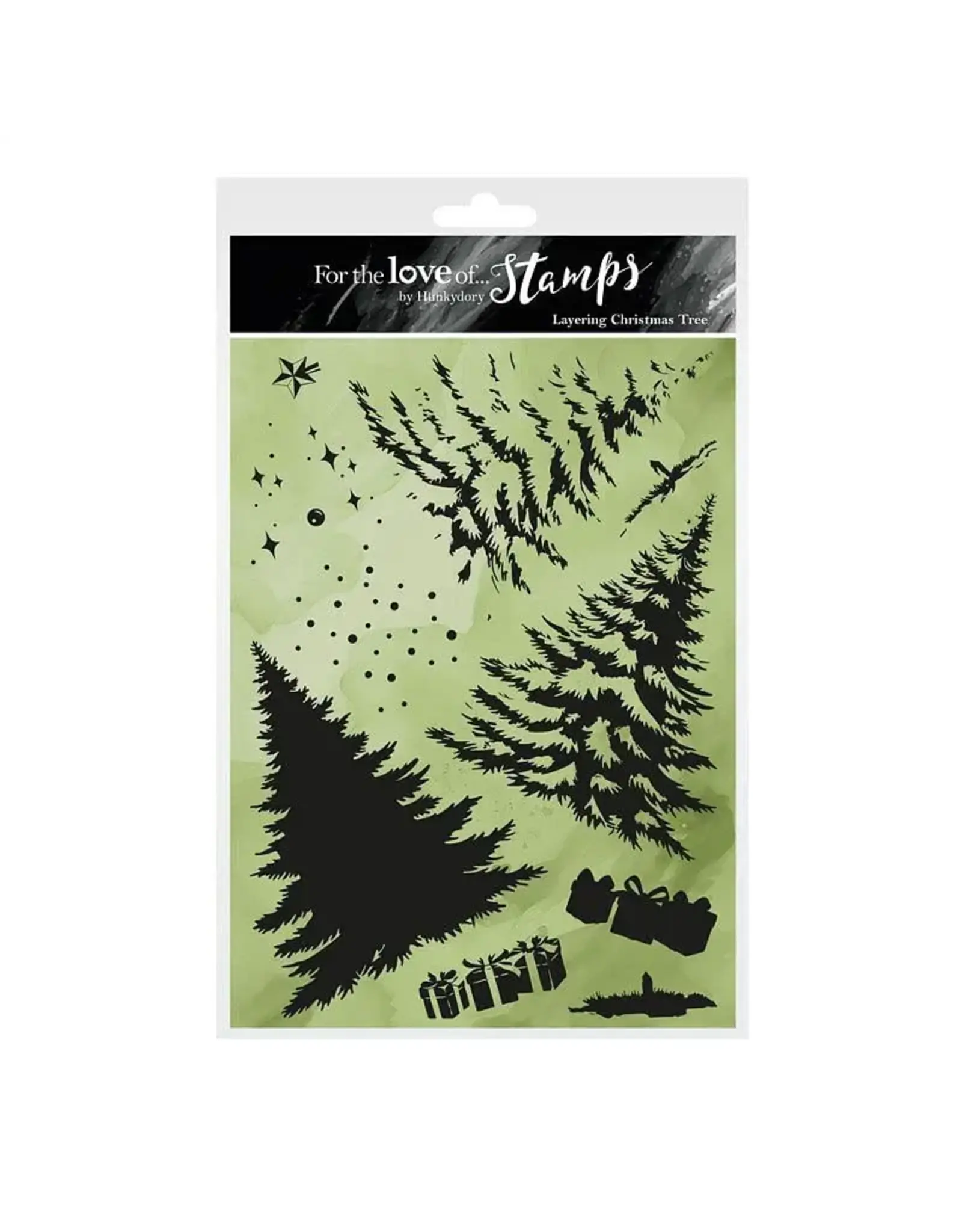 HUNKYDORY CRAFTS LTD. HUNKYDORY FOR THE LOVE OF STAMPS CHRISTMAS TREE LAYERING CLEAR STAMP SET