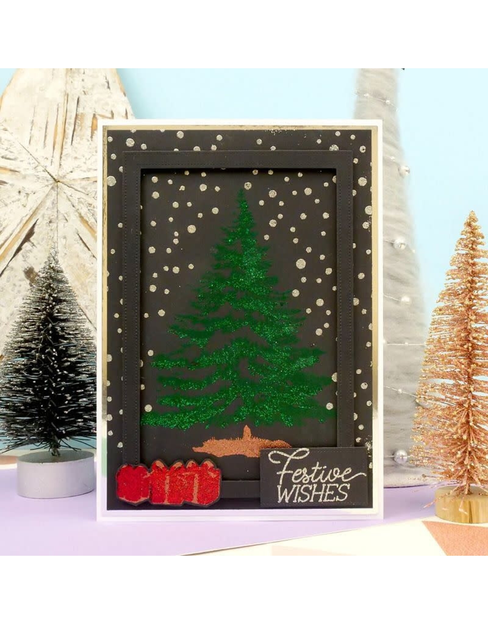 HUNKYDORY CRAFTS LTD. HUNKYDORY FOR THE LOVE OF STAMPS CHRISTMAS TREE LAYERING CLEAR STAMP SET