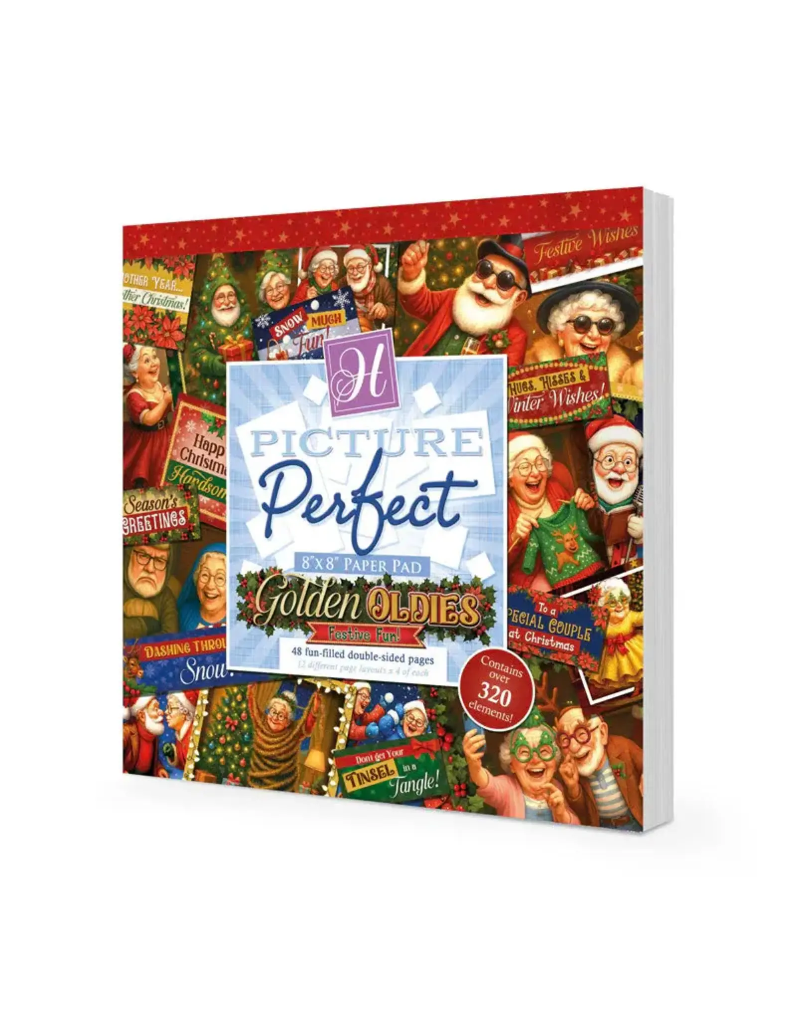 HUNKYDORY CRAFTS LTD. HUNKYDORY GOLDEN OLDIES - FESTIVE FUN PICTURE PERFECT 8x8 PAPER PAD 48 SHEETS